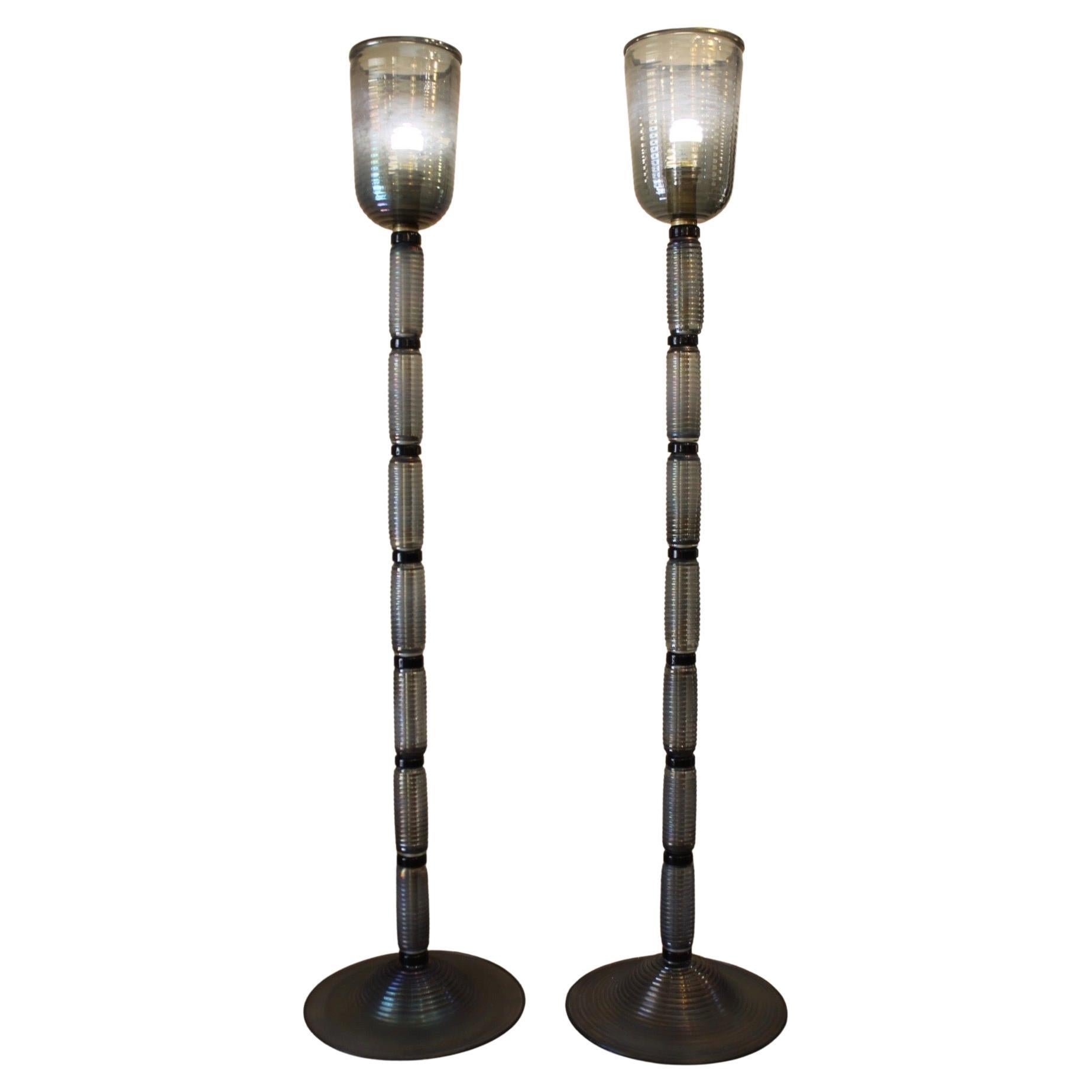 Lampadaires en verre de Murano et laiton modernes du milieu du siècle dernier en vente
