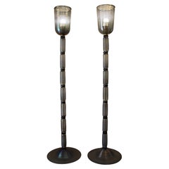 Mid-Century Modern, Murano Glass & Brass Floor Lamps