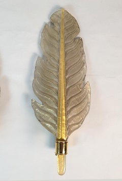 Pair of Murano Glass Leaf Sconces Barovier Style