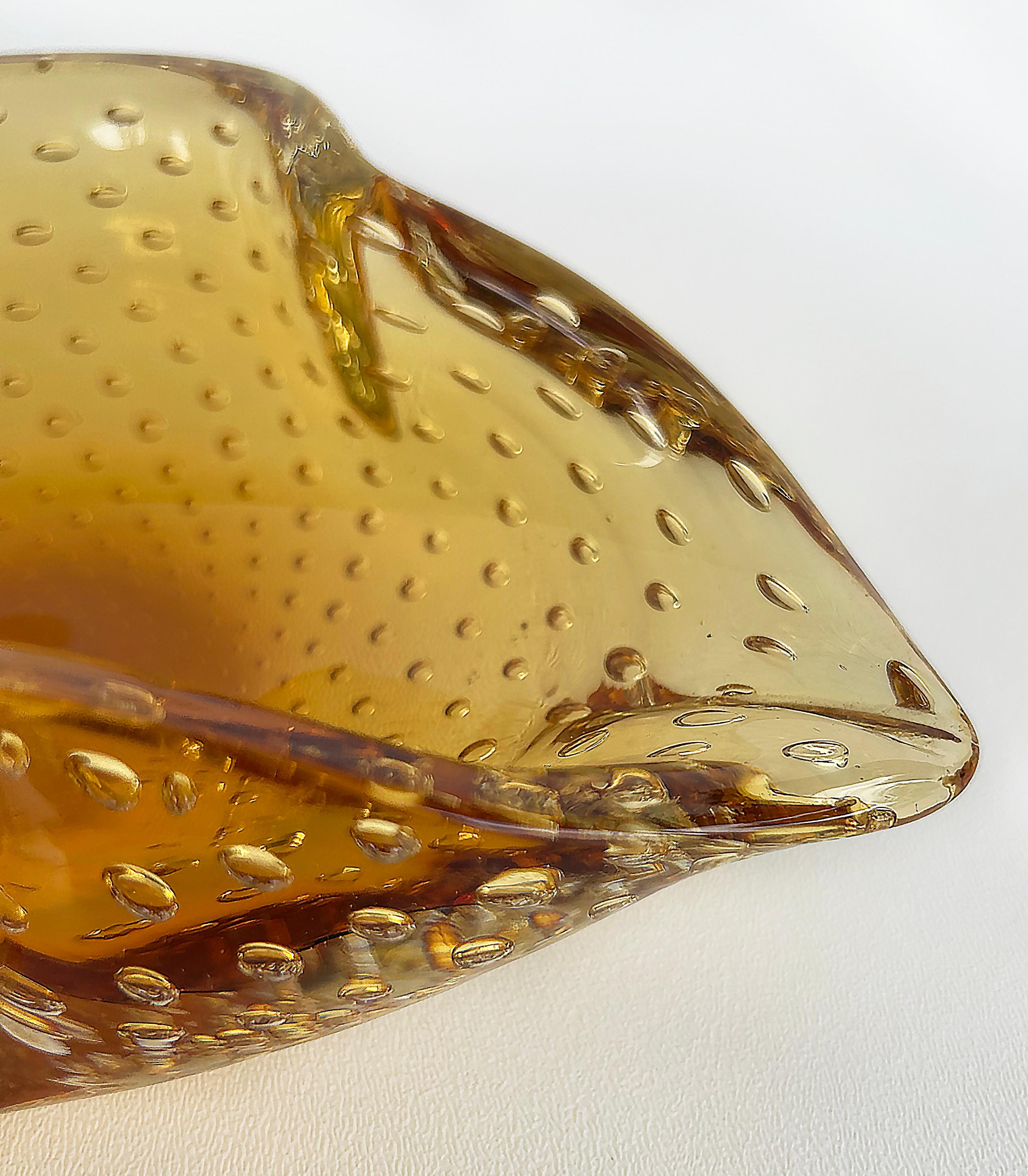 Cuenco o Cenicero Bullicante de Cristal de Murano Moderno de Mediados de Siglo en Ámbar 2