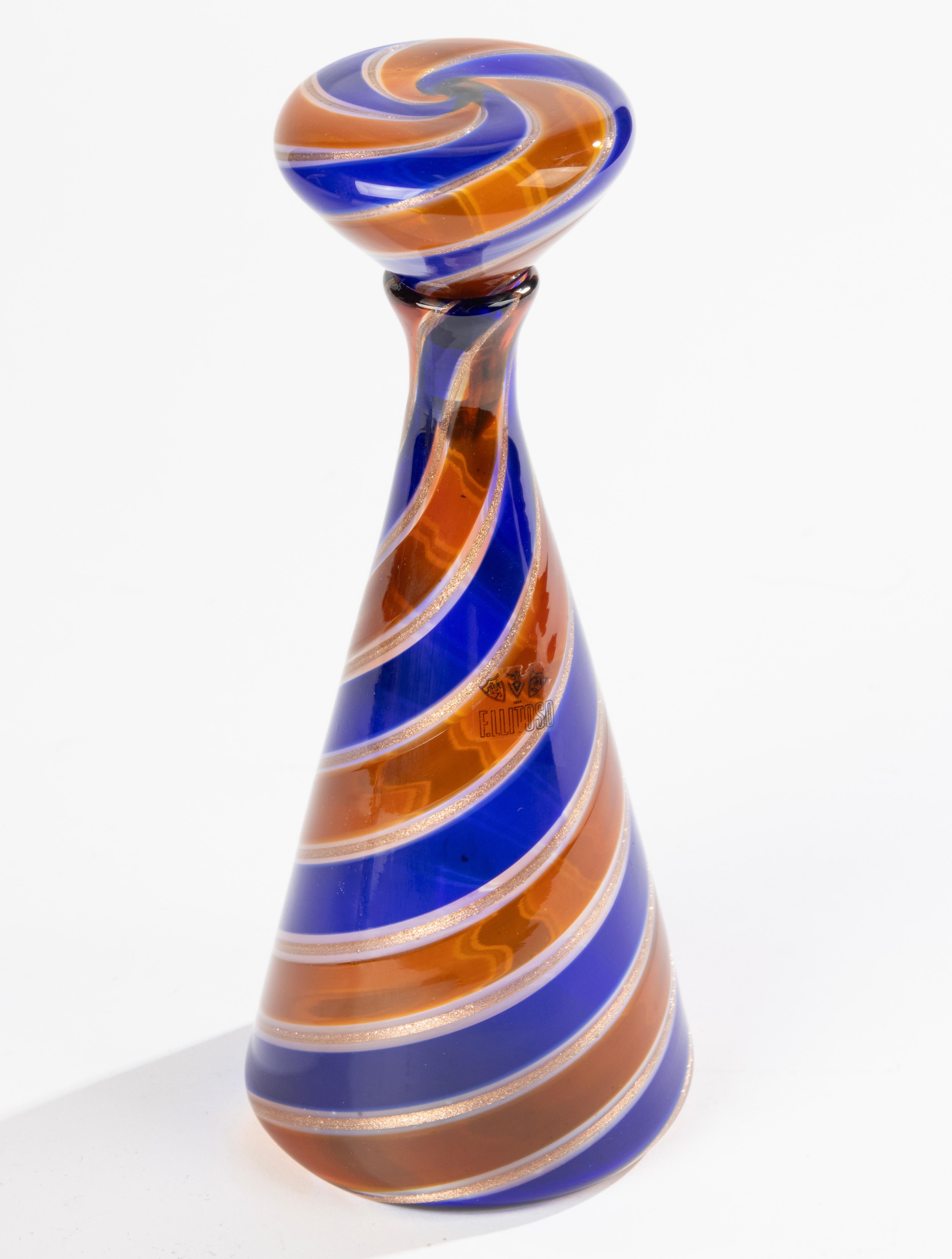Carafe en verre de Murano moderne du milieu du siècle dernier - Fratelli Toso - Italie Bon état - En vente à Casteren, Noord-Brabant