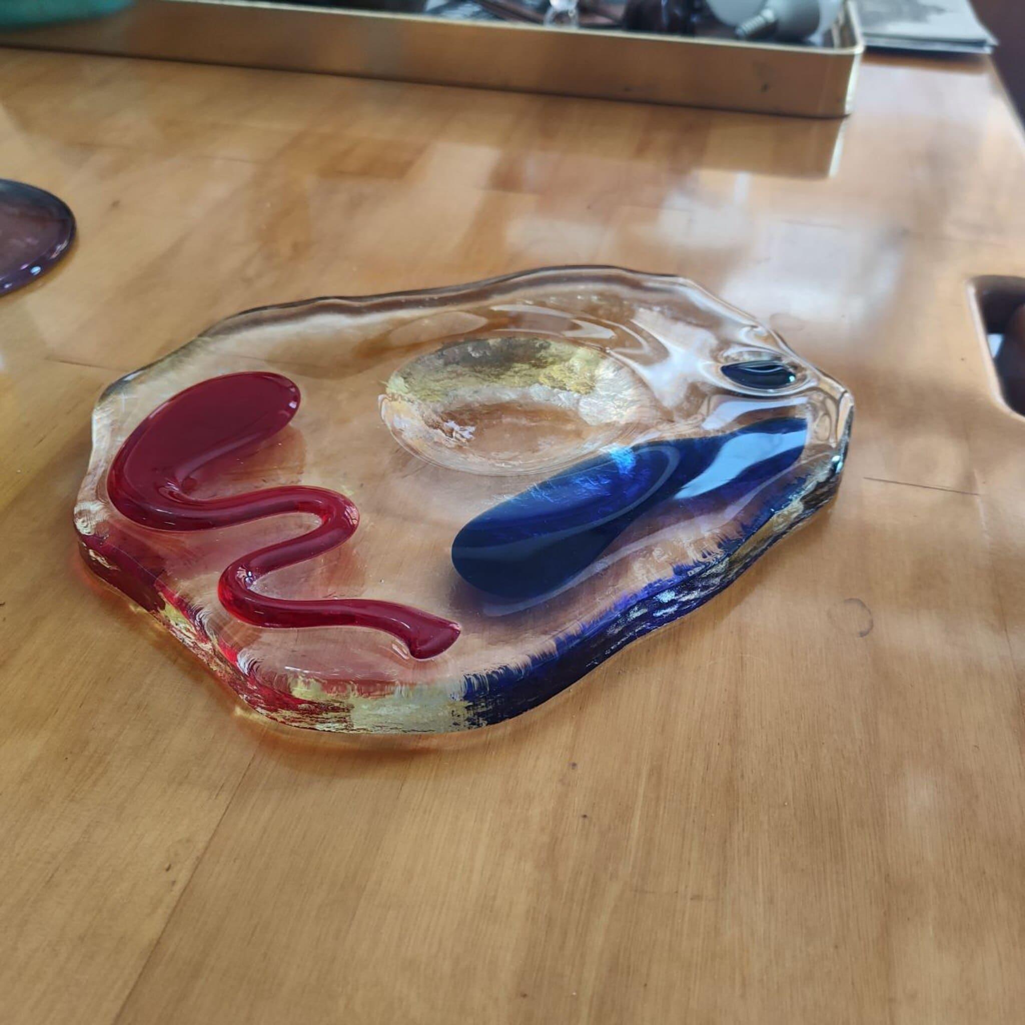 Cenicero de cristal de Murano moderno de mediados de siglo Luigi Serafini Memphis Años 80 en venta 1