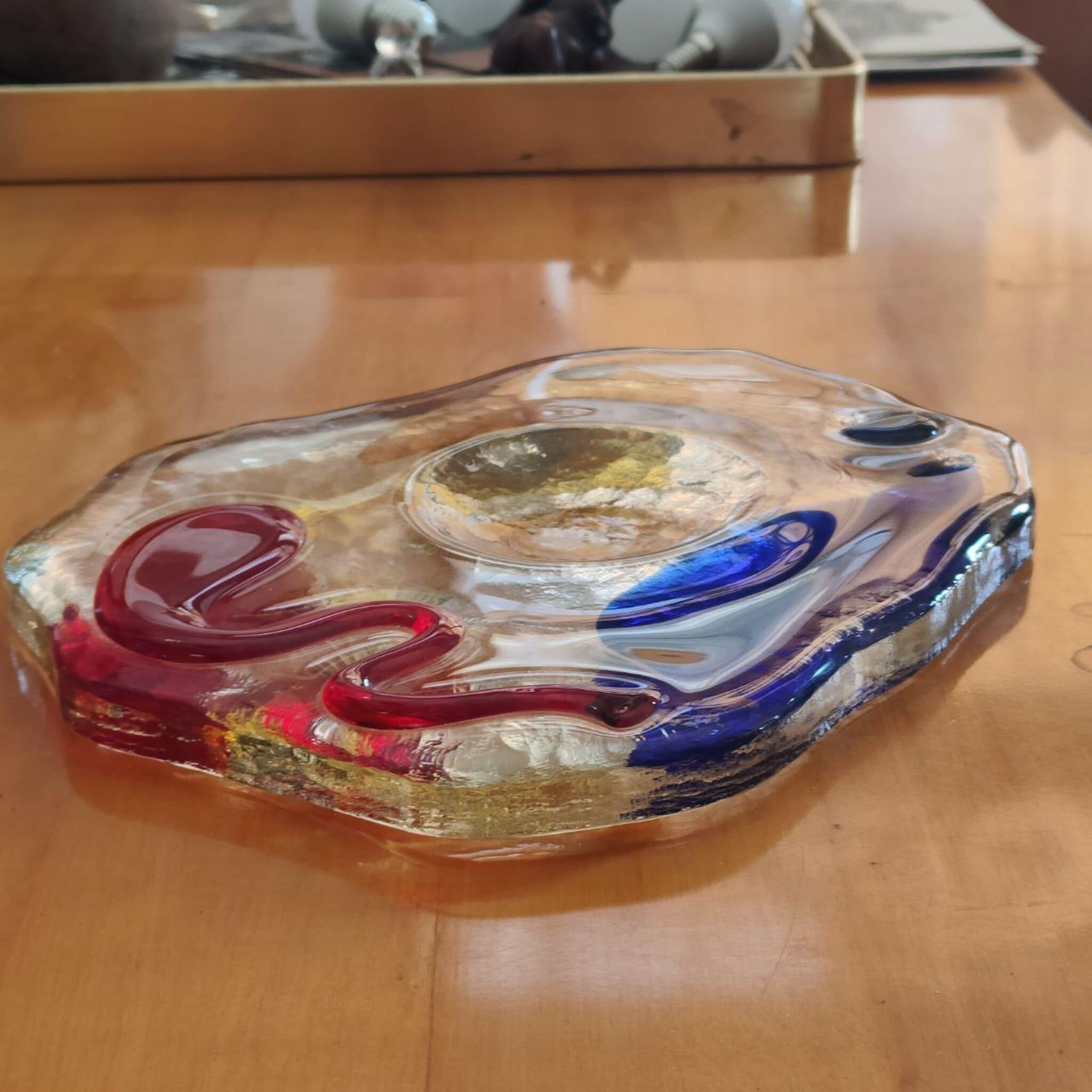 Cenicero de cristal de Murano moderno de mediados de siglo Luigi Serafini Memphis Años 80 en venta 4