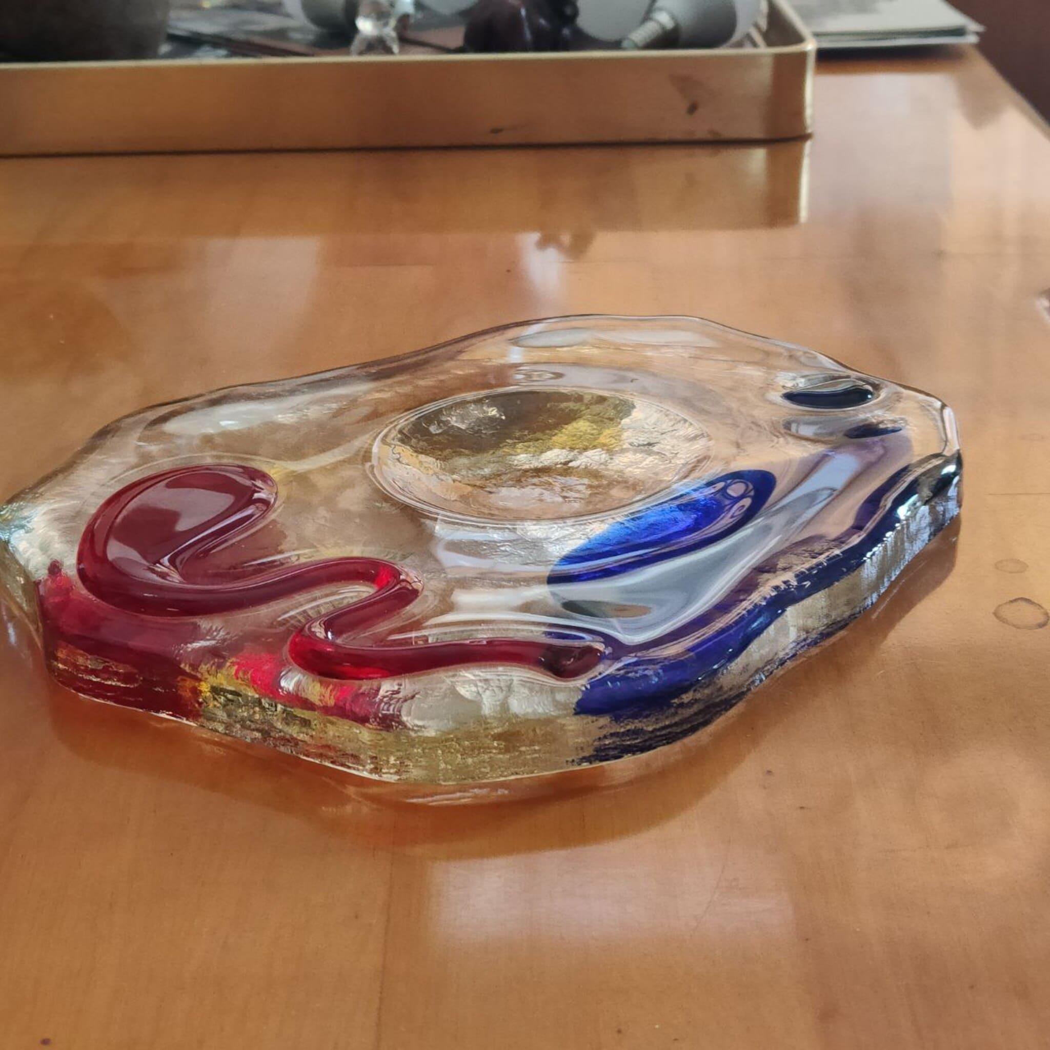 Cenicero de cristal de Murano moderno de mediados de siglo Luigi Serafini Memphis Años 80 finales del siglo XX en venta