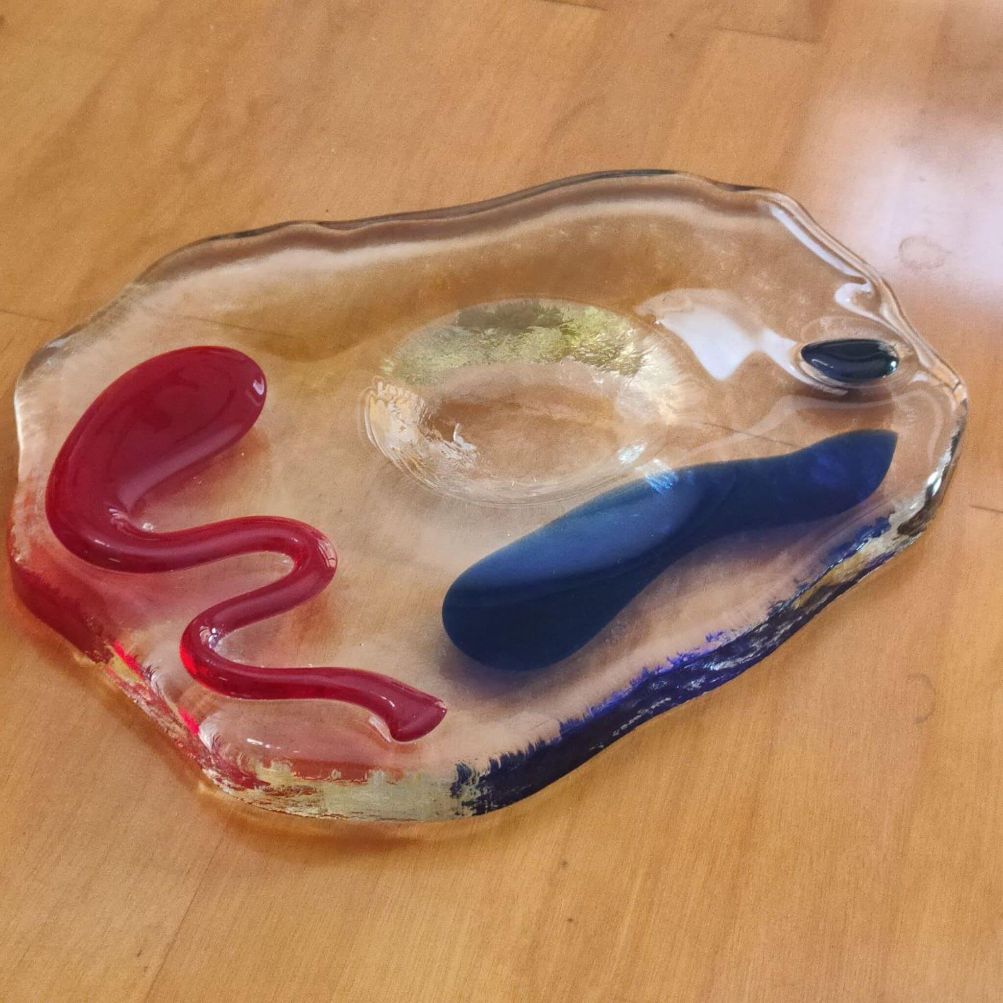 Cenicero de cristal de Murano moderno de mediados de siglo Luigi Serafini Memphis Años 80 Cristal de Murano en venta