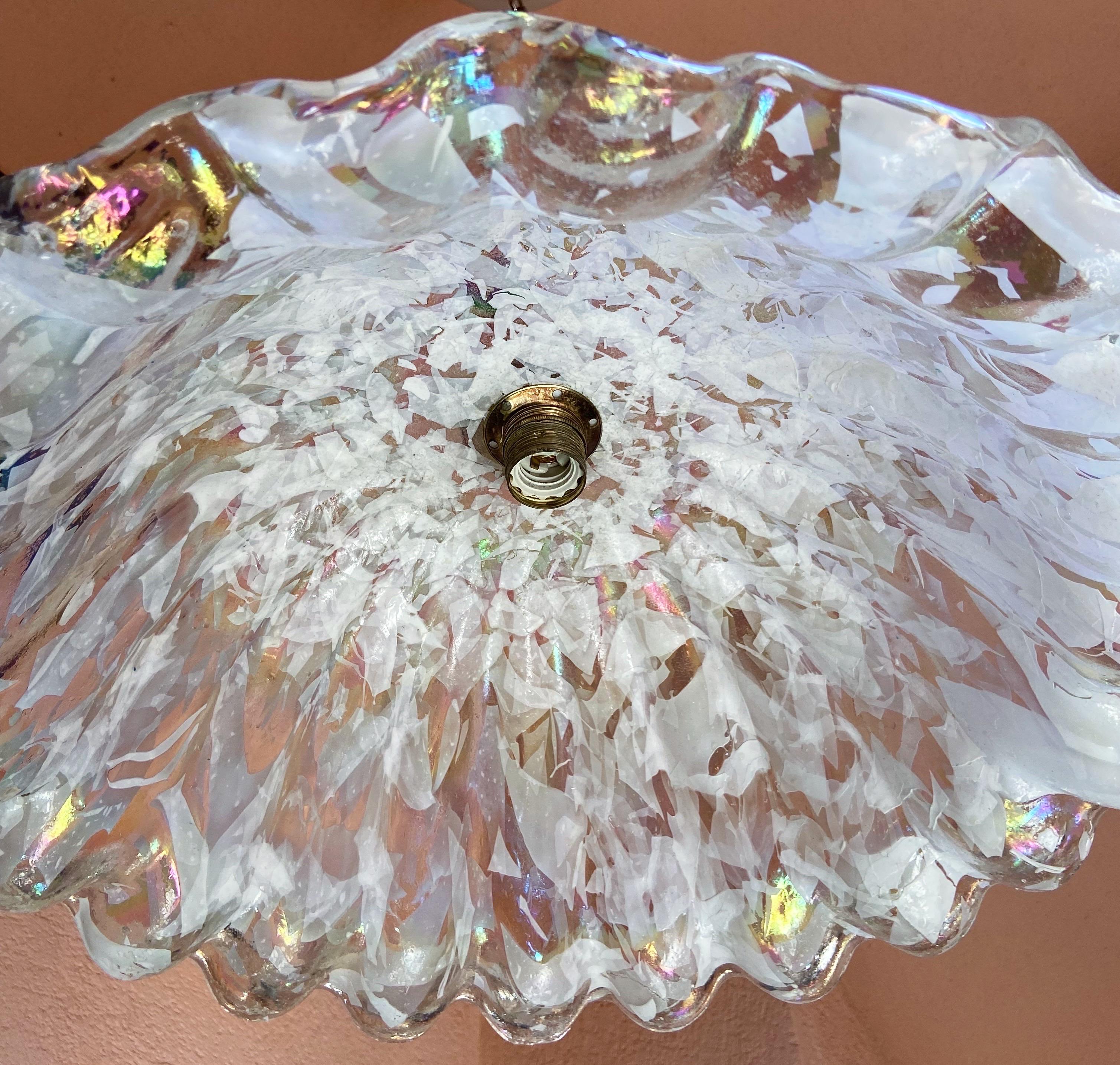 Mid-Century Modern Murano Glass Ceiling Light in 'Psychedelic' Rainbow Colour In Good Condition For Sale In Palermo, PA