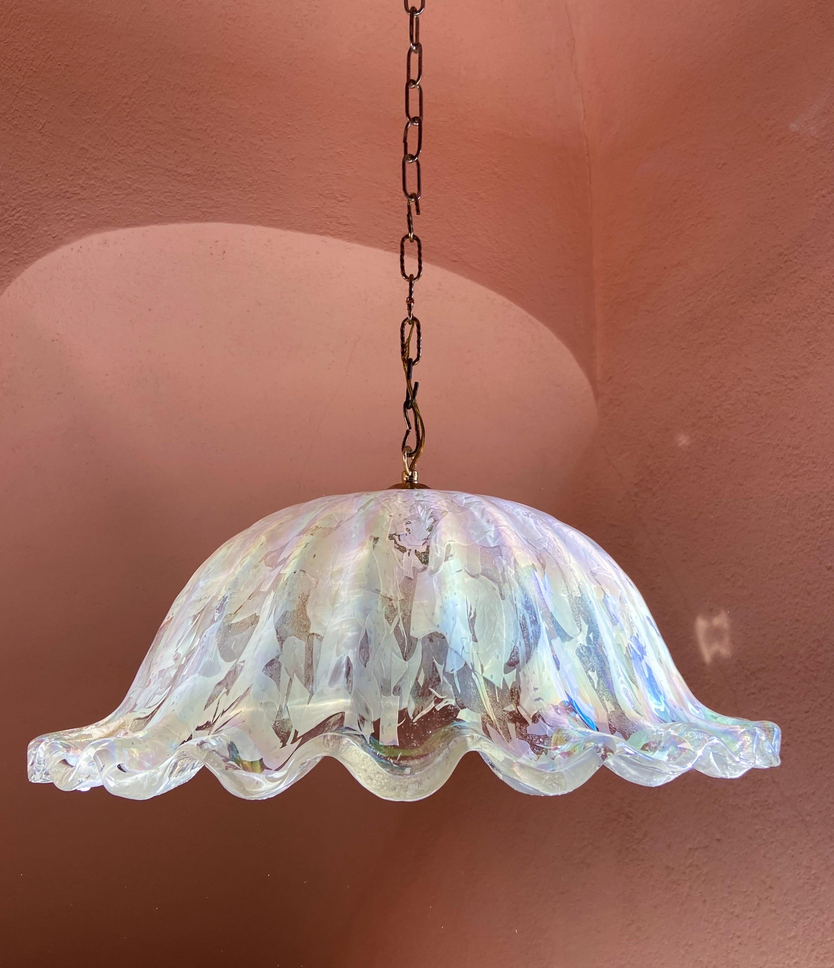 20th Century Mid-Century Modern Murano Glass Ceiling Light in 'Psychedelic' Rainbow Colour For Sale