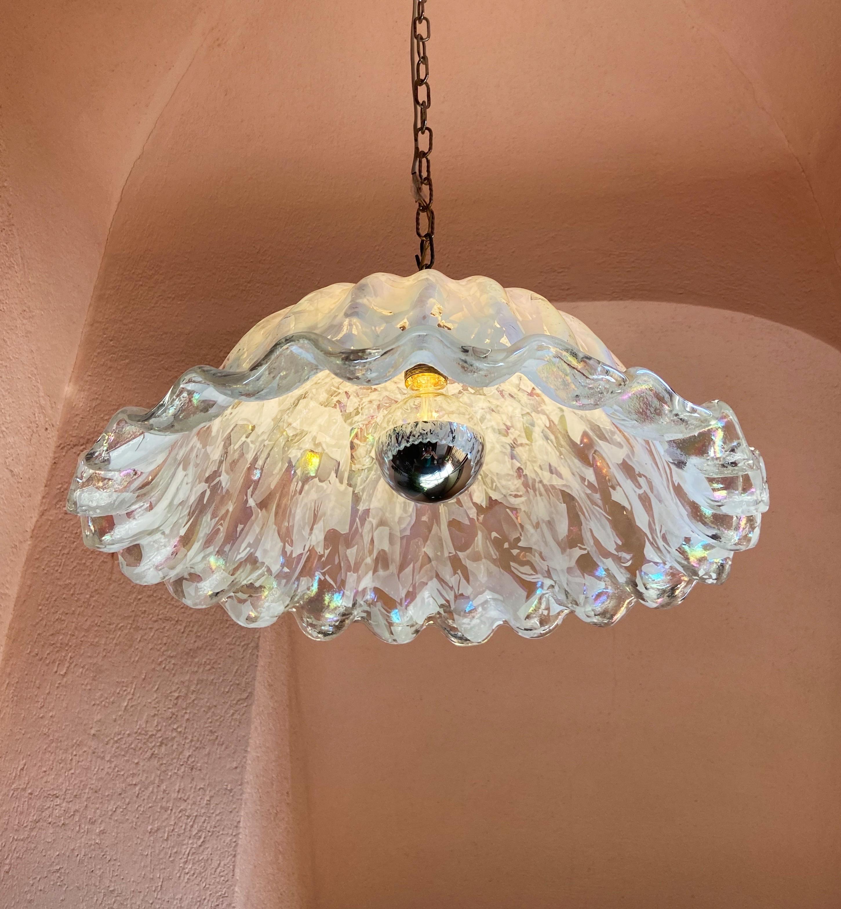 Mid-Century Modern Murano Glass Ceiling Light in 'Psychedelic' Rainbow Colour For Sale 1