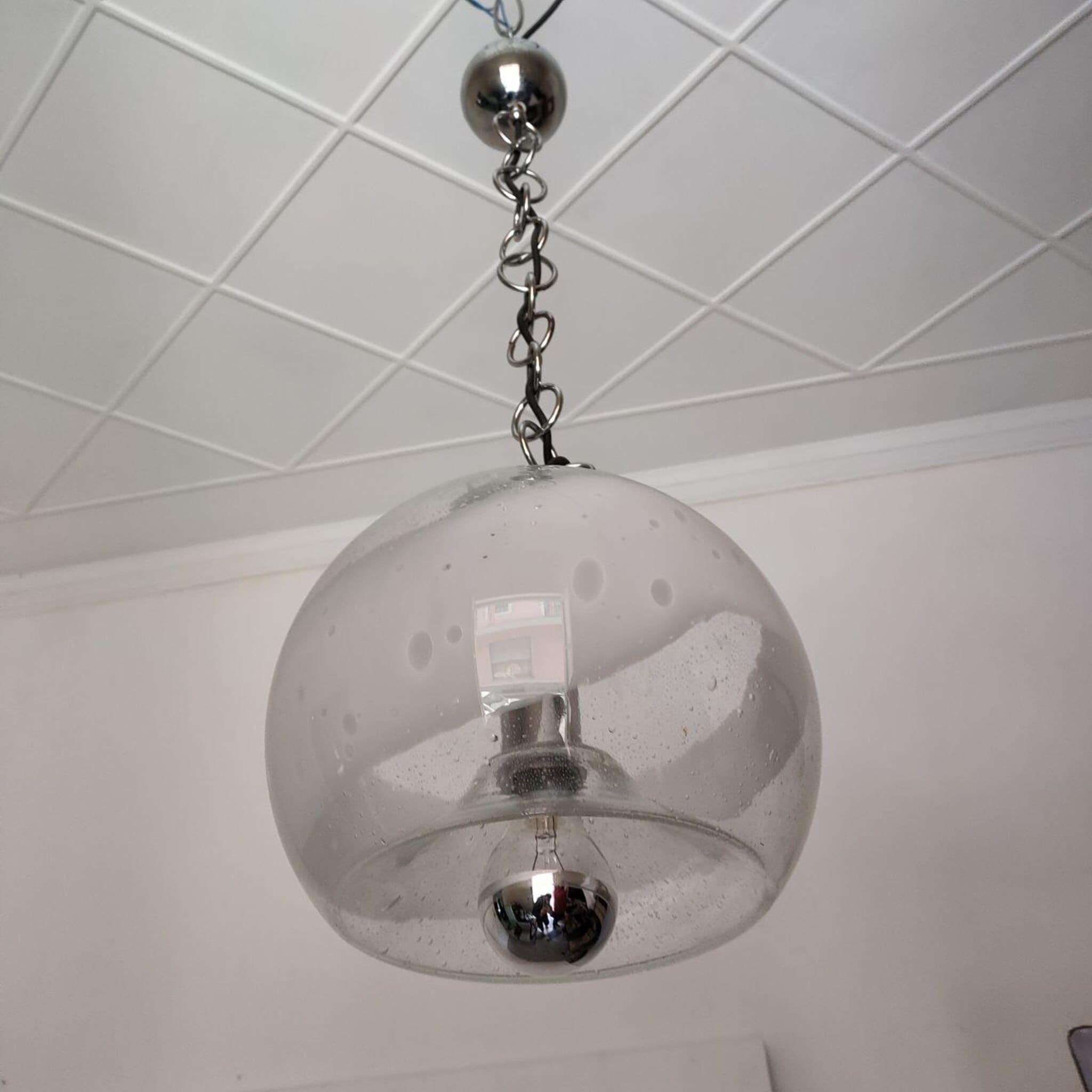 Mid-century modern murano glass chandelier by Gino Poli, Italy, 1970s In Good Condition For Sale In Nicolosi, IT