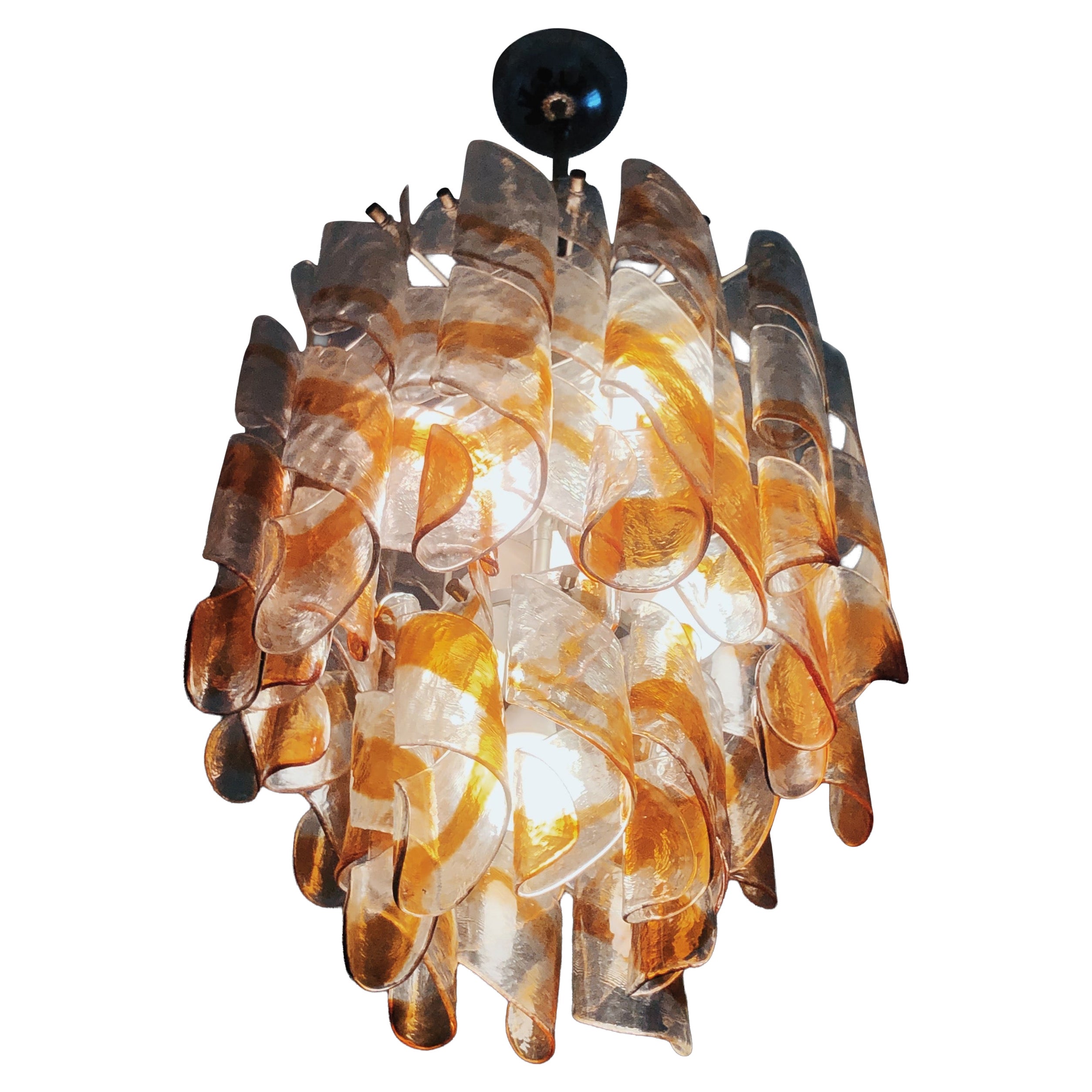 Mid Century Modern Murano Glass Chandelier Mazzega Italy 1960s