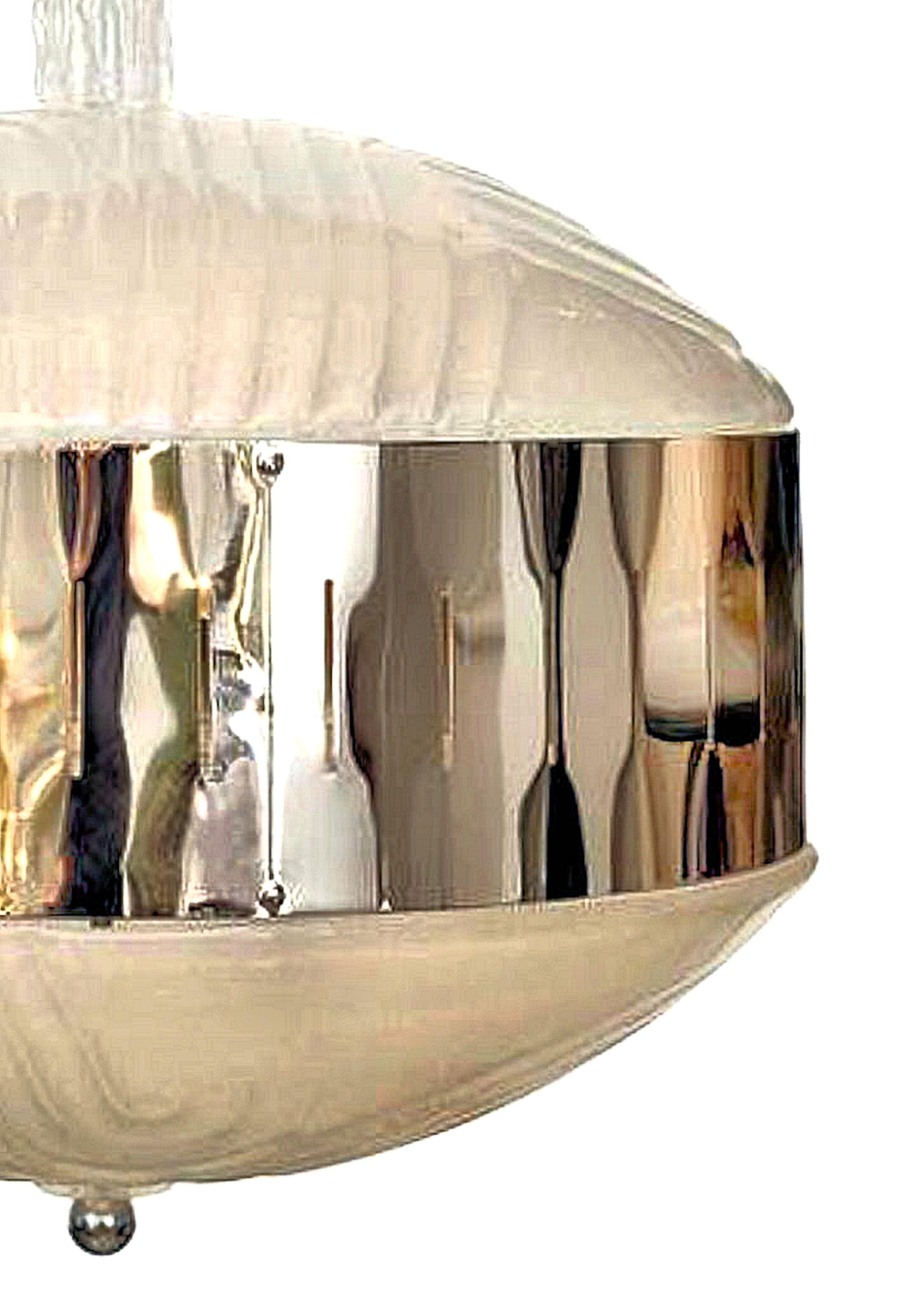 Murano Glass & Chrome Chandelier, Mazzega Style 1