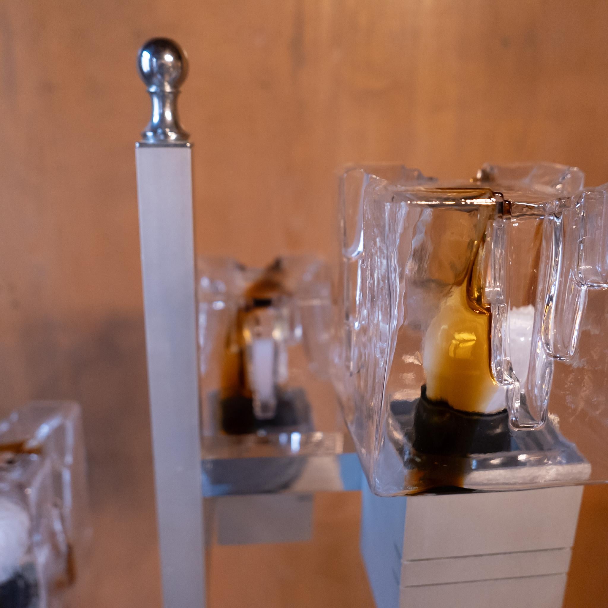 Lampadaire en verre de Murano chromé moderne du milieu du siècle dernier de T. Zuccheri, Italie 1970 en vente 5