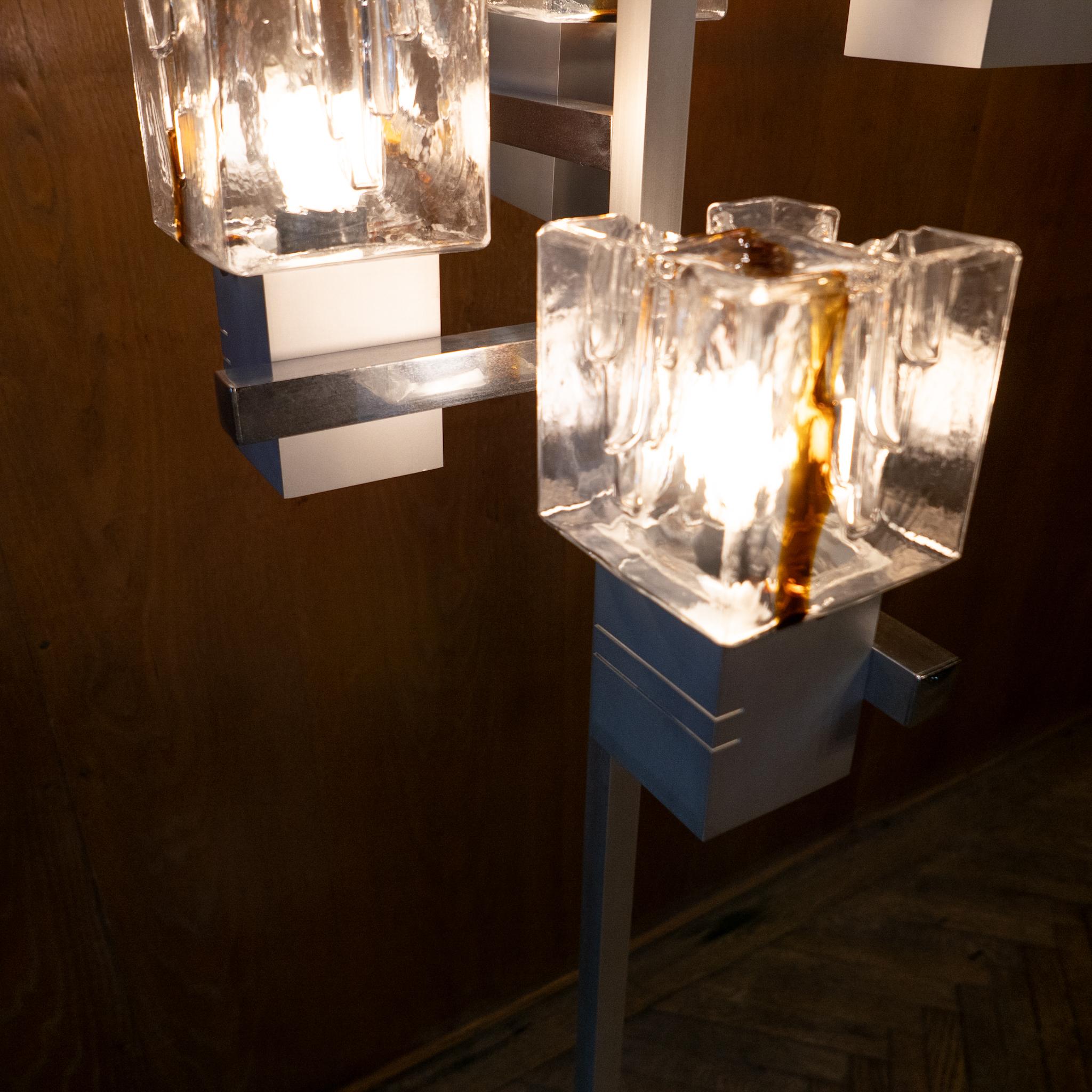 Moderne Murano-Glas-Chrom-Stehlampe aus der Mitte des Jahrhunderts von T. Zuccheri, Italien 1970er Jahre (Moderne der Mitte des Jahrhunderts) im Angebot