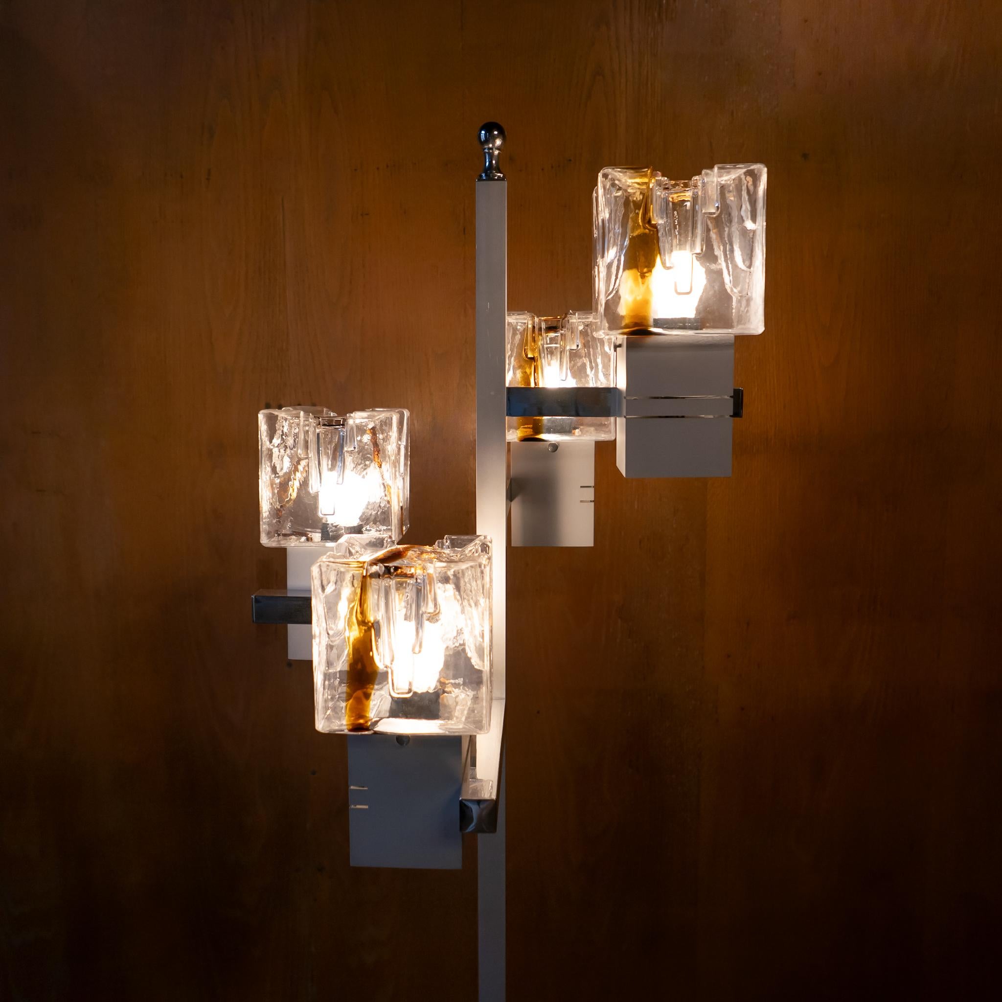 Moderne Murano-Glas-Chrom-Stehlampe aus der Mitte des Jahrhunderts von T. Zuccheri, Italien 1970er Jahre im Angebot 2