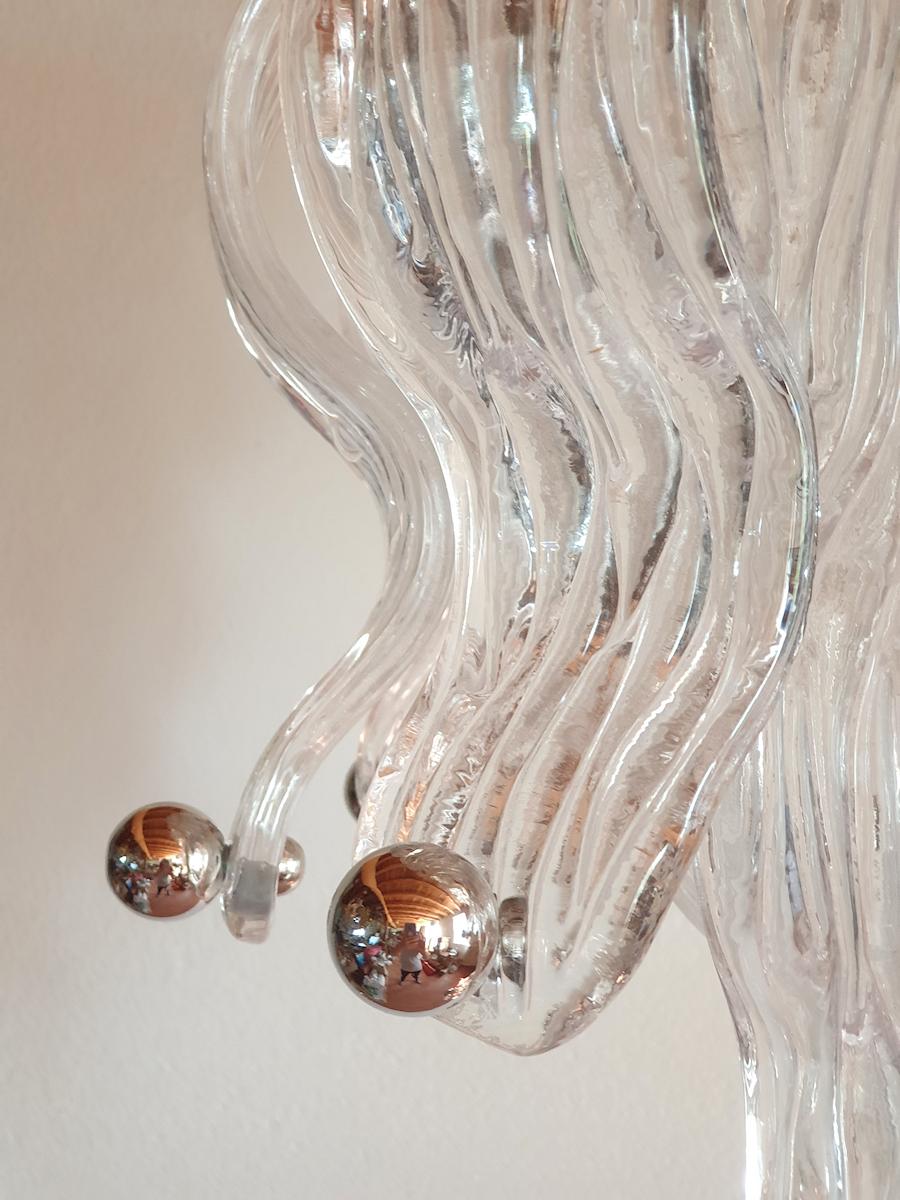 Late 20th Century Murano Glass and Chrome Large Chandelier 