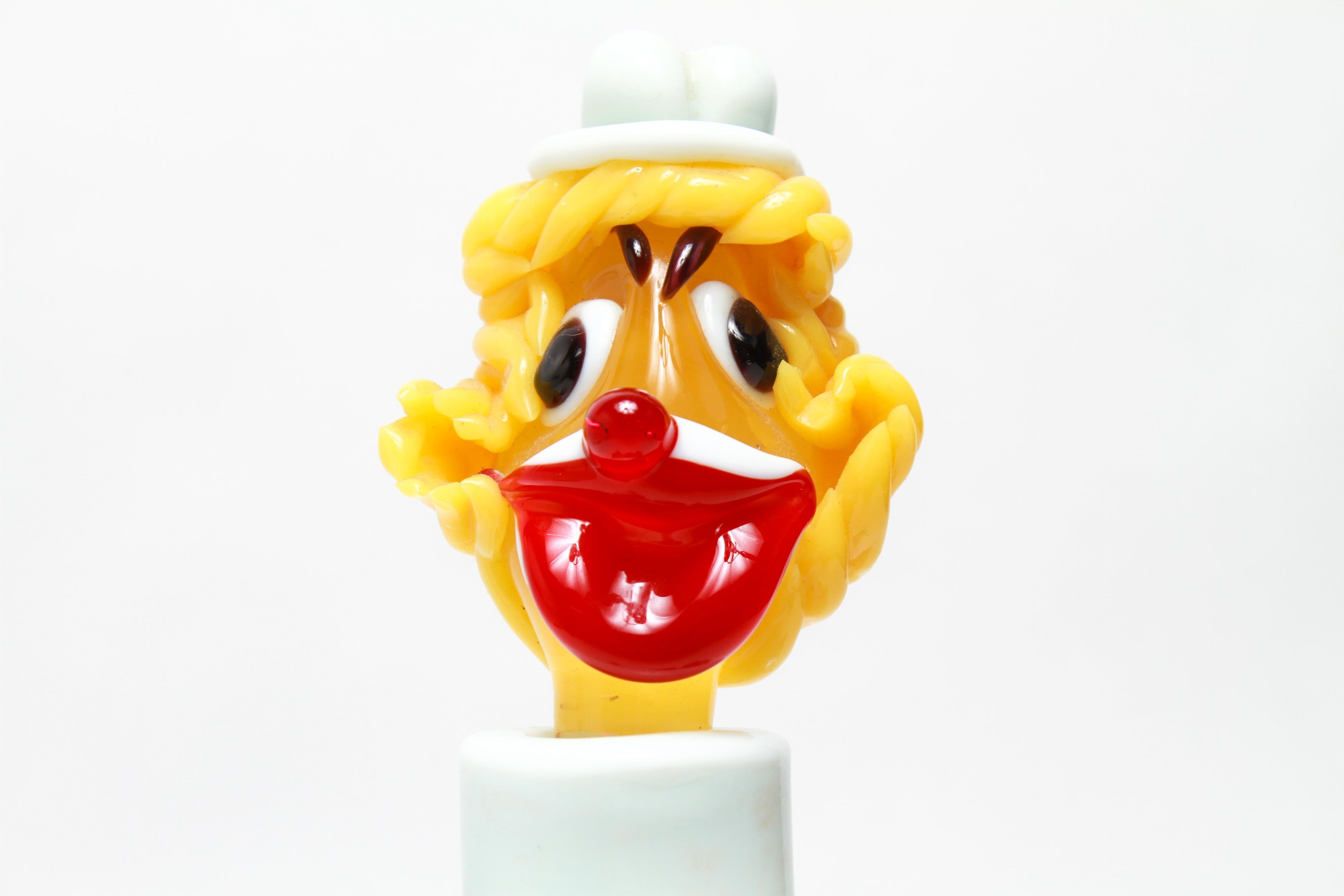 Italian Mid-Century Modern Murano Glass Clown Decanter