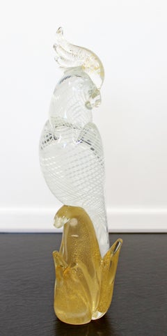 Midcentury Modern Murano Glass Cocatoo Table Sculpture Seguso Style 1950s Gold