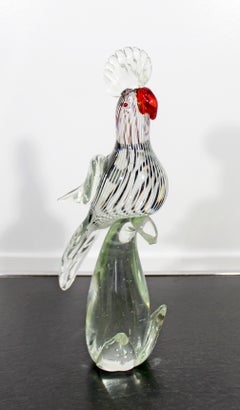 Mid-Century Modern Murano Glass Cockatoo Art Table Sculpture Italy Red, 1960s