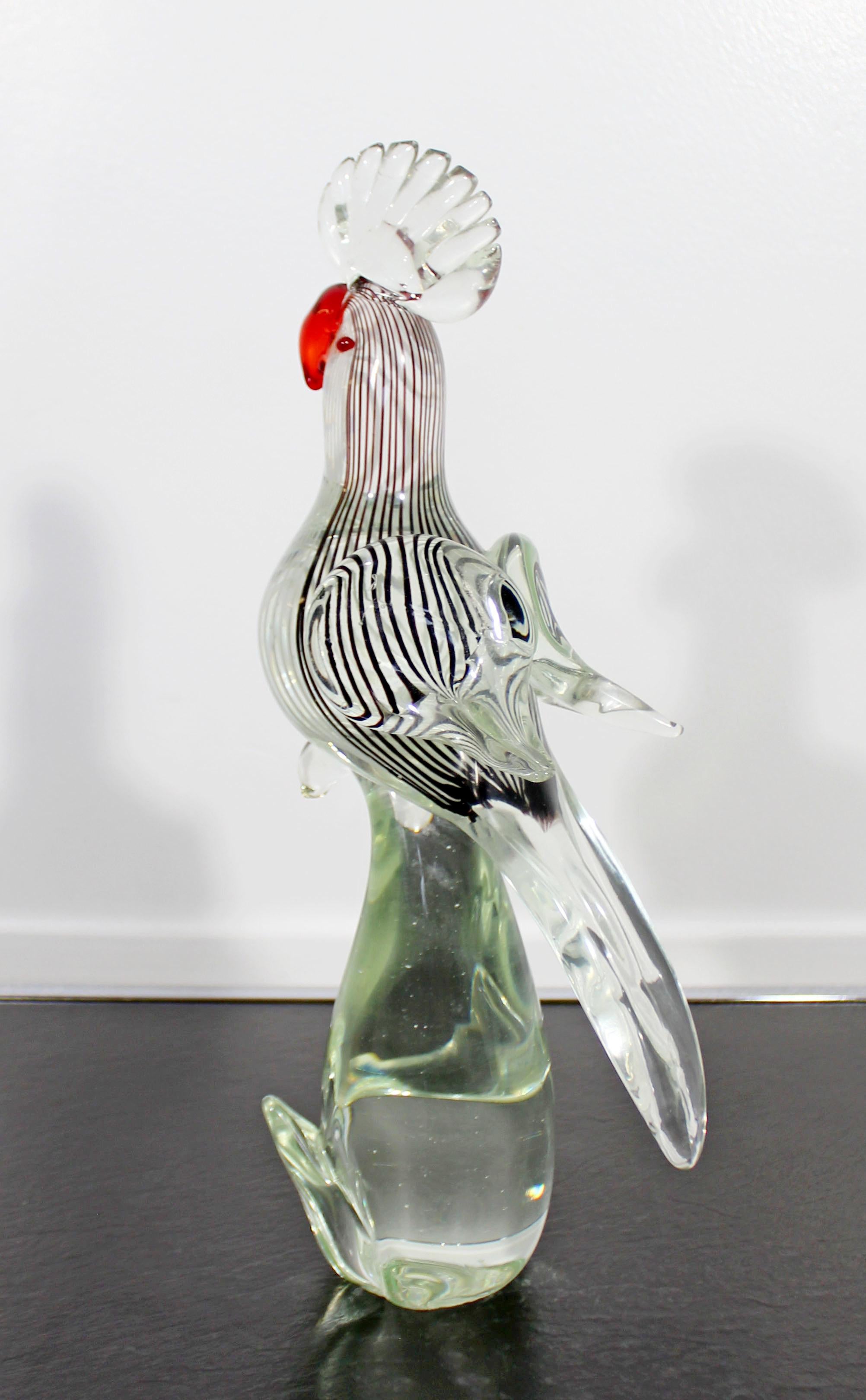 Mid-20th Century Mid-Century Modern Murano Glass Cockatoo Art Table Sculpture Italy Red, 1960s