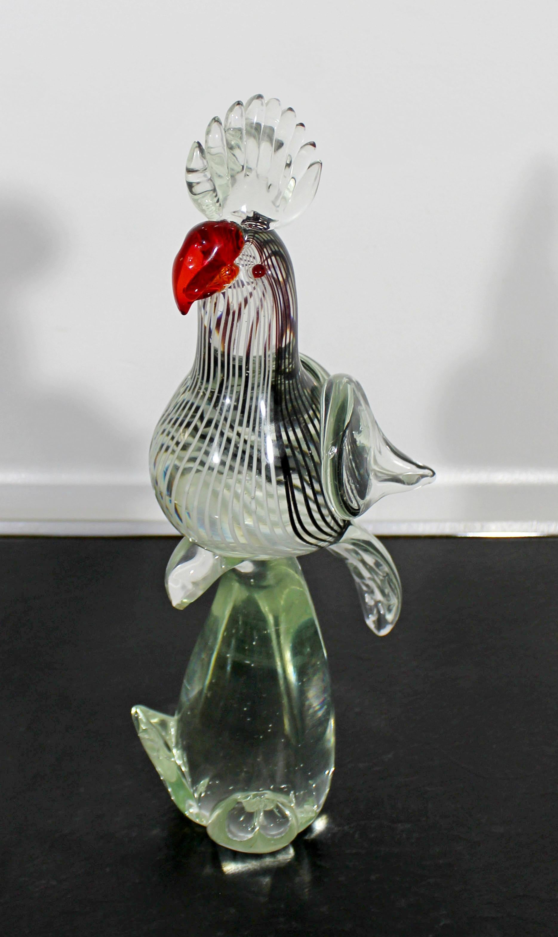 Mid-Century Modern Murano Glass Cockatoo Art Table Sculpture Italy Red, 1960s 2