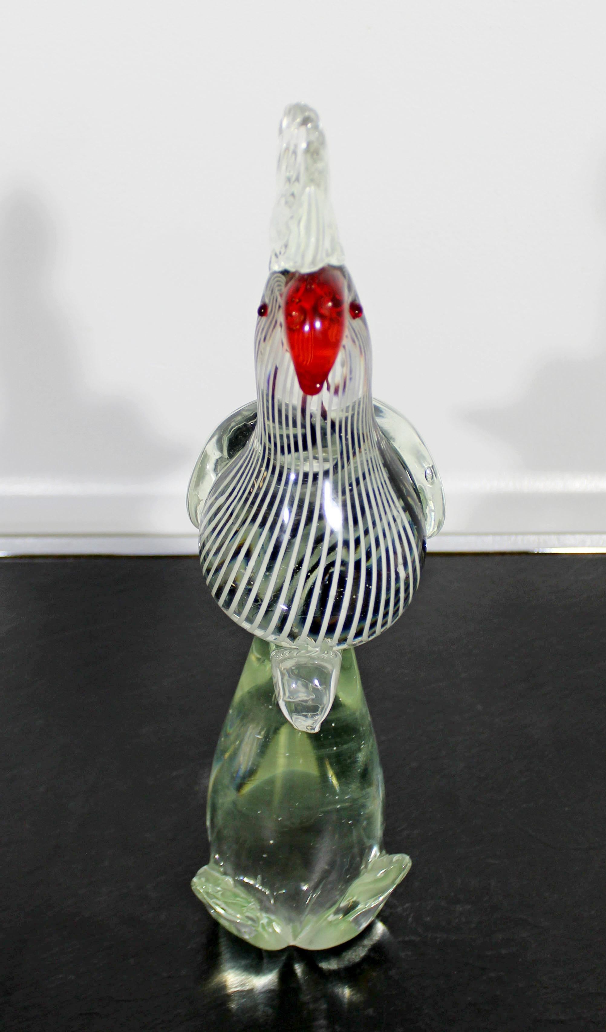 Mid-Century Modern Murano Glass Cockatoo Art Table Sculpture Italy Red, 1960s 3