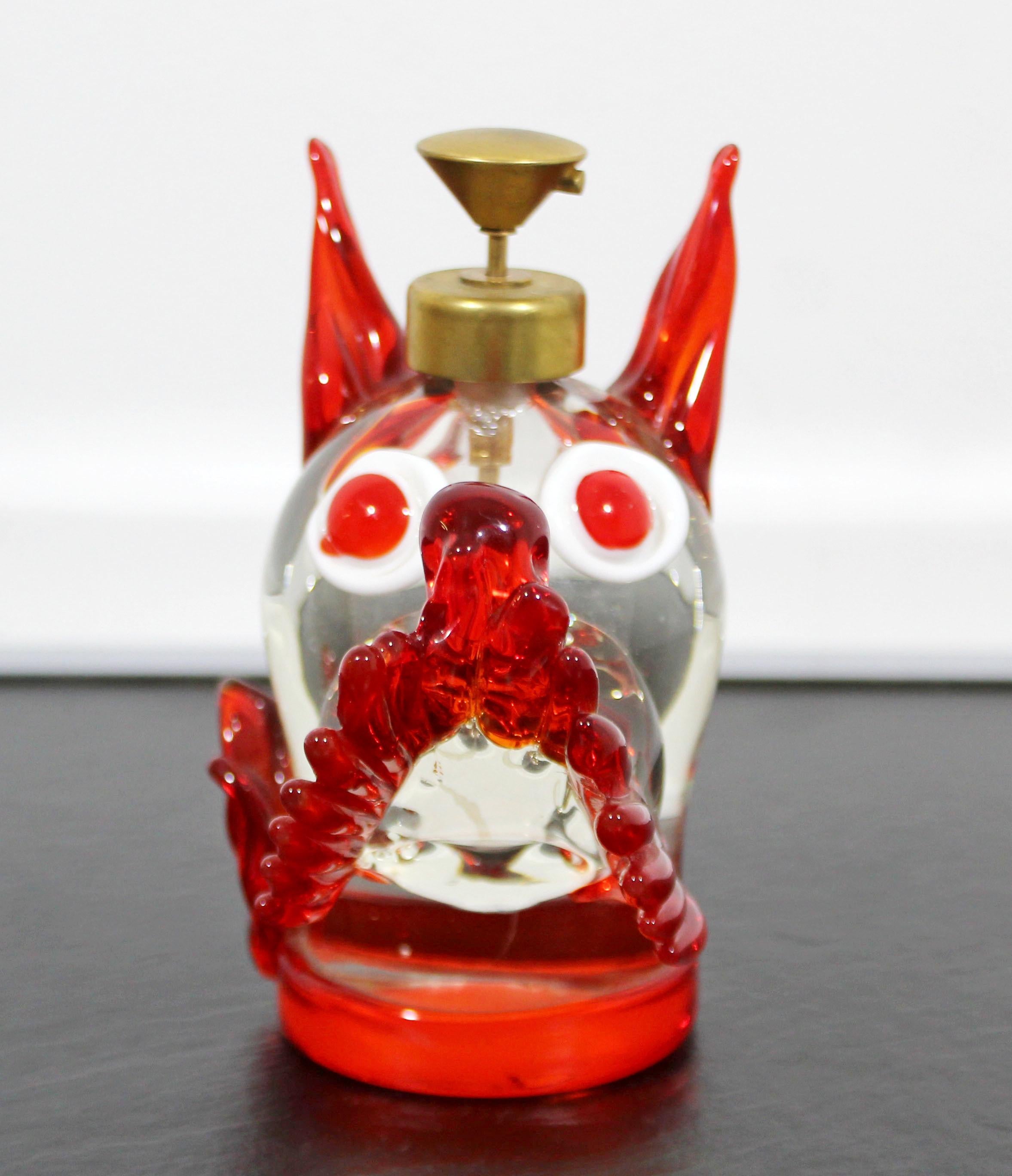 For your consideration is a gorgeous, red Murano glass, dog art sculpture or atomizer perfume bottle, made in Italy. In excellent condition. The dimensions are 4.5