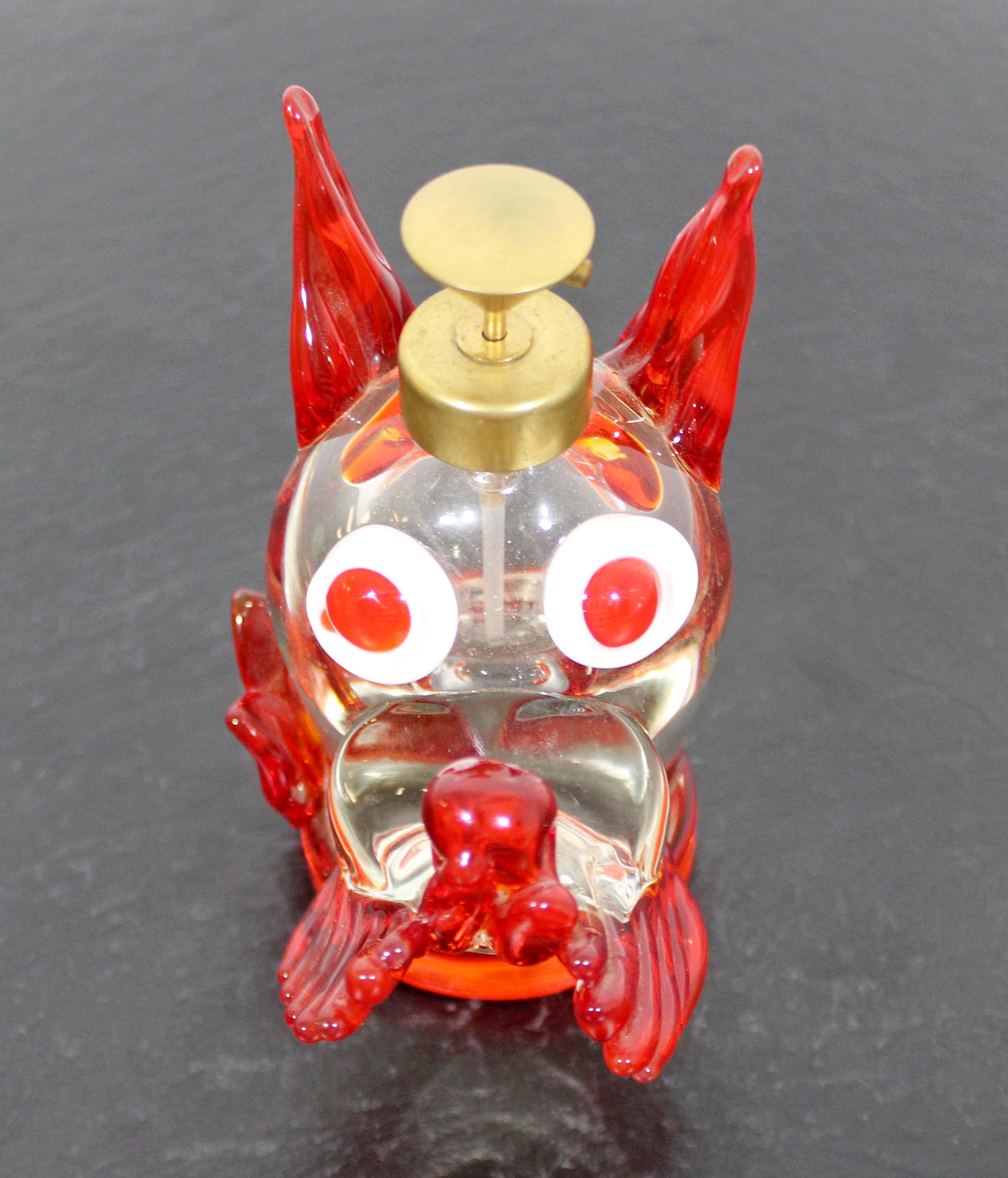 Italian Mid-Century Modern Murano Glass Dog Art Table Sculpture Atomizer Perfume Bottle