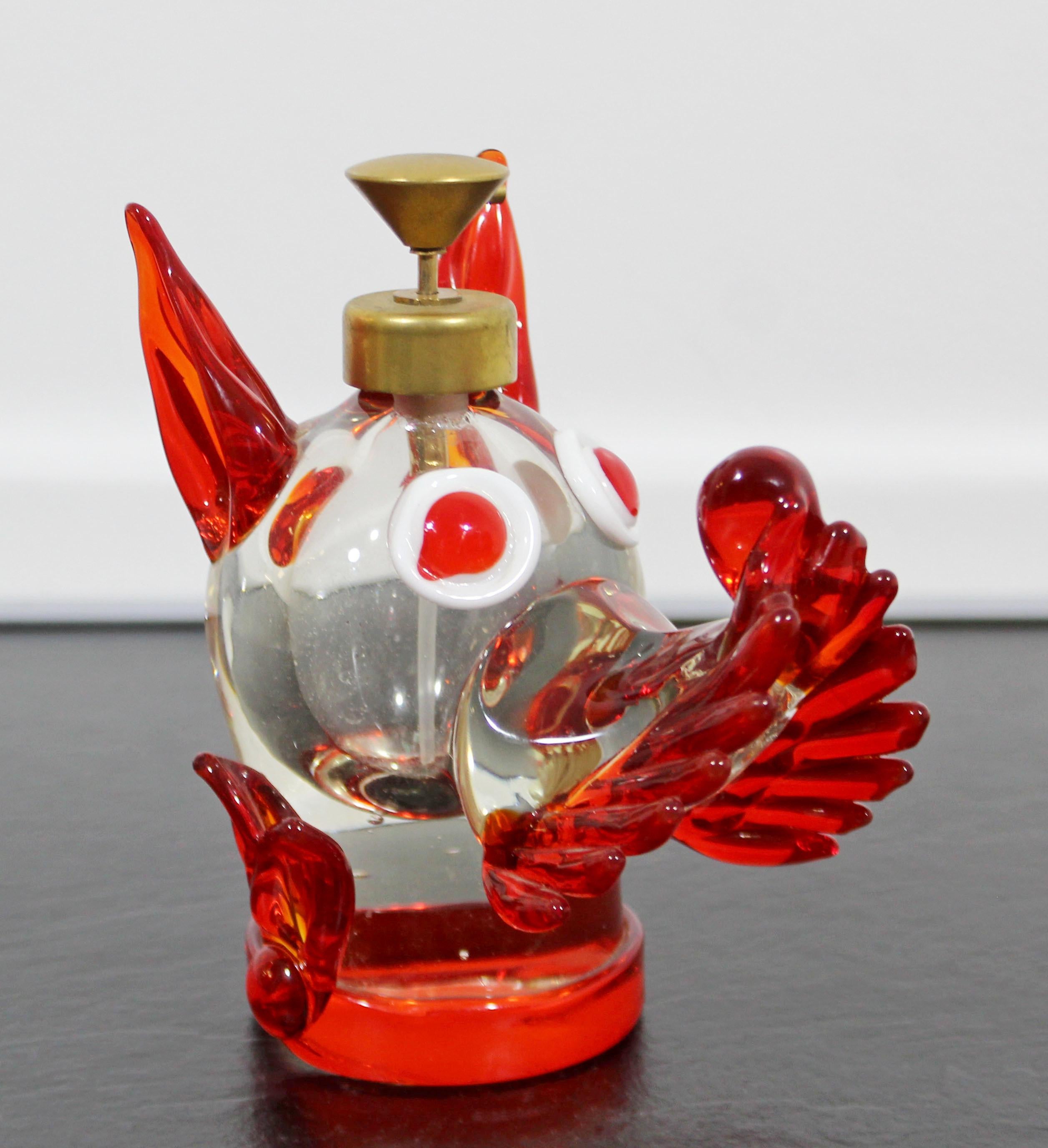 Mid-Century Modern Murano Glass Dog Art Table Sculpture Atomizer Perfume Bottle In Good Condition In Keego Harbor, MI