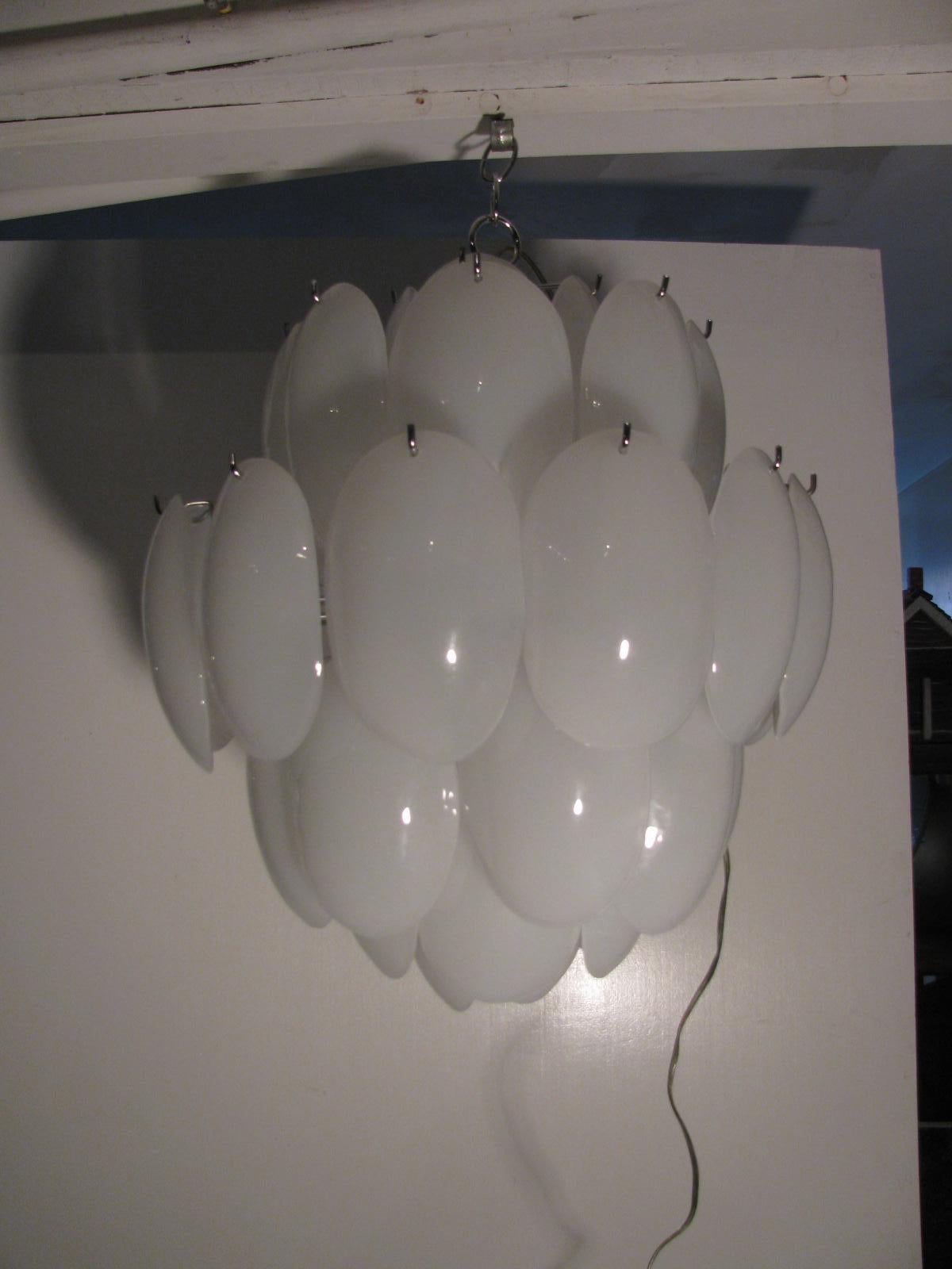Hand-Crafted Mid Century Modern Murano Glass Drop Chandelier For Sale