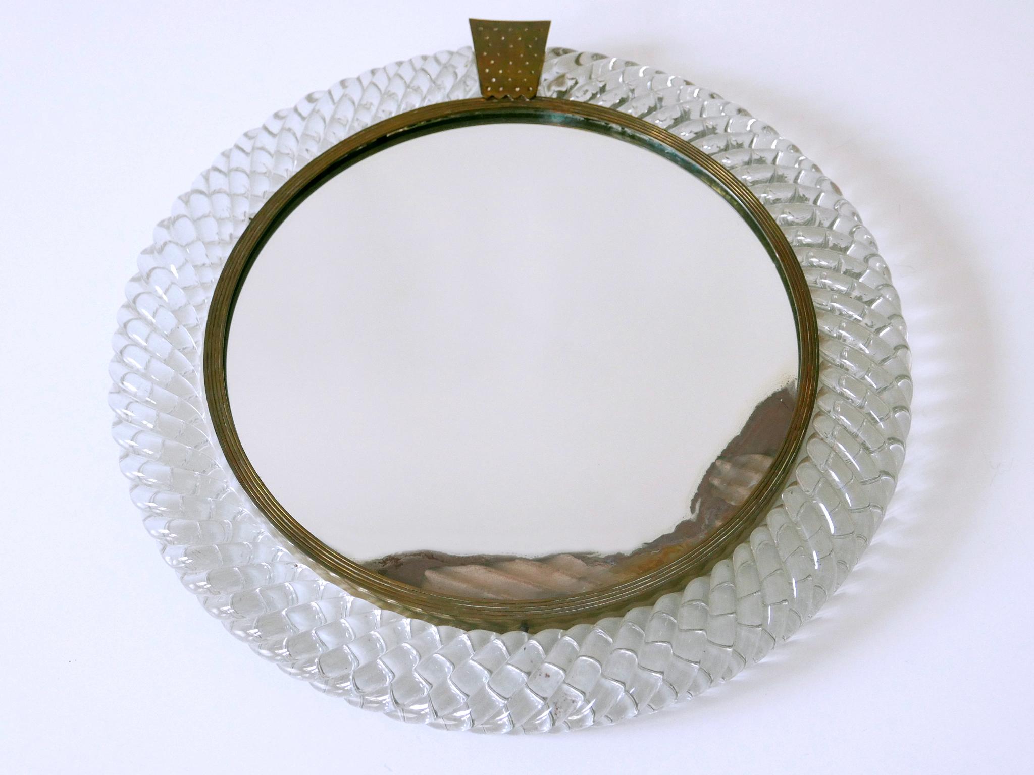 Mid-Century Modern Elegant Murano Glass Treccia Wall Mirror by Carlo Scarpa for Venini Italy 1950s For Sale