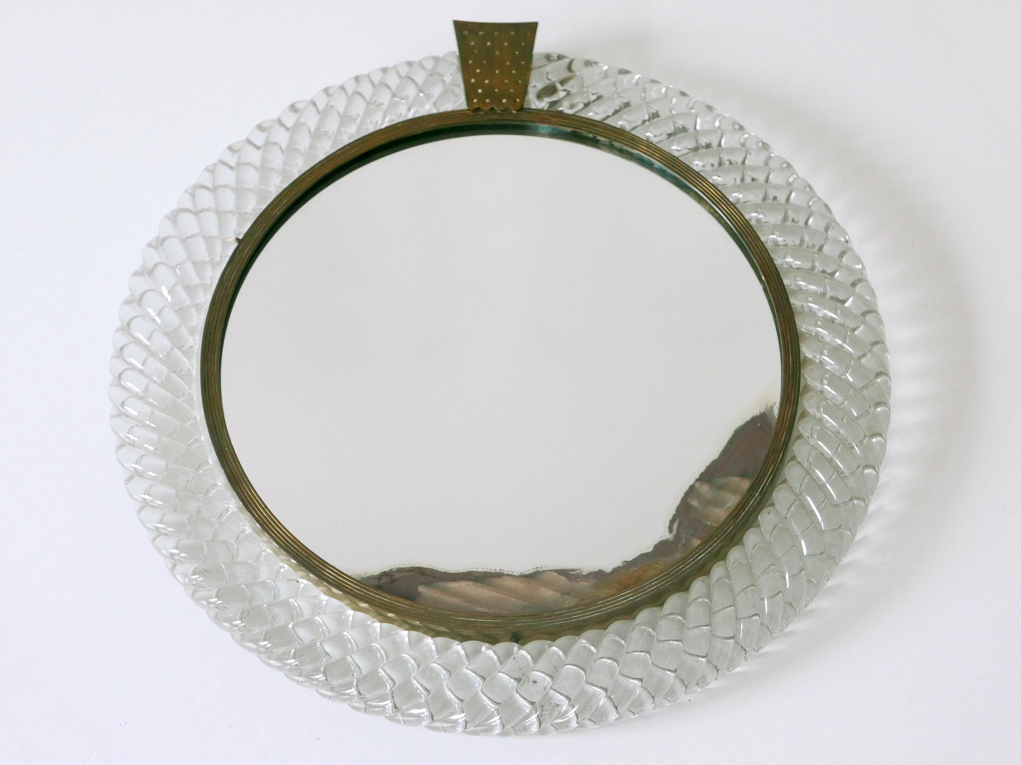 Italian Elegant Murano Glass Treccia Wall Mirror by Carlo Scarpa for Venini Italy 1950s For Sale