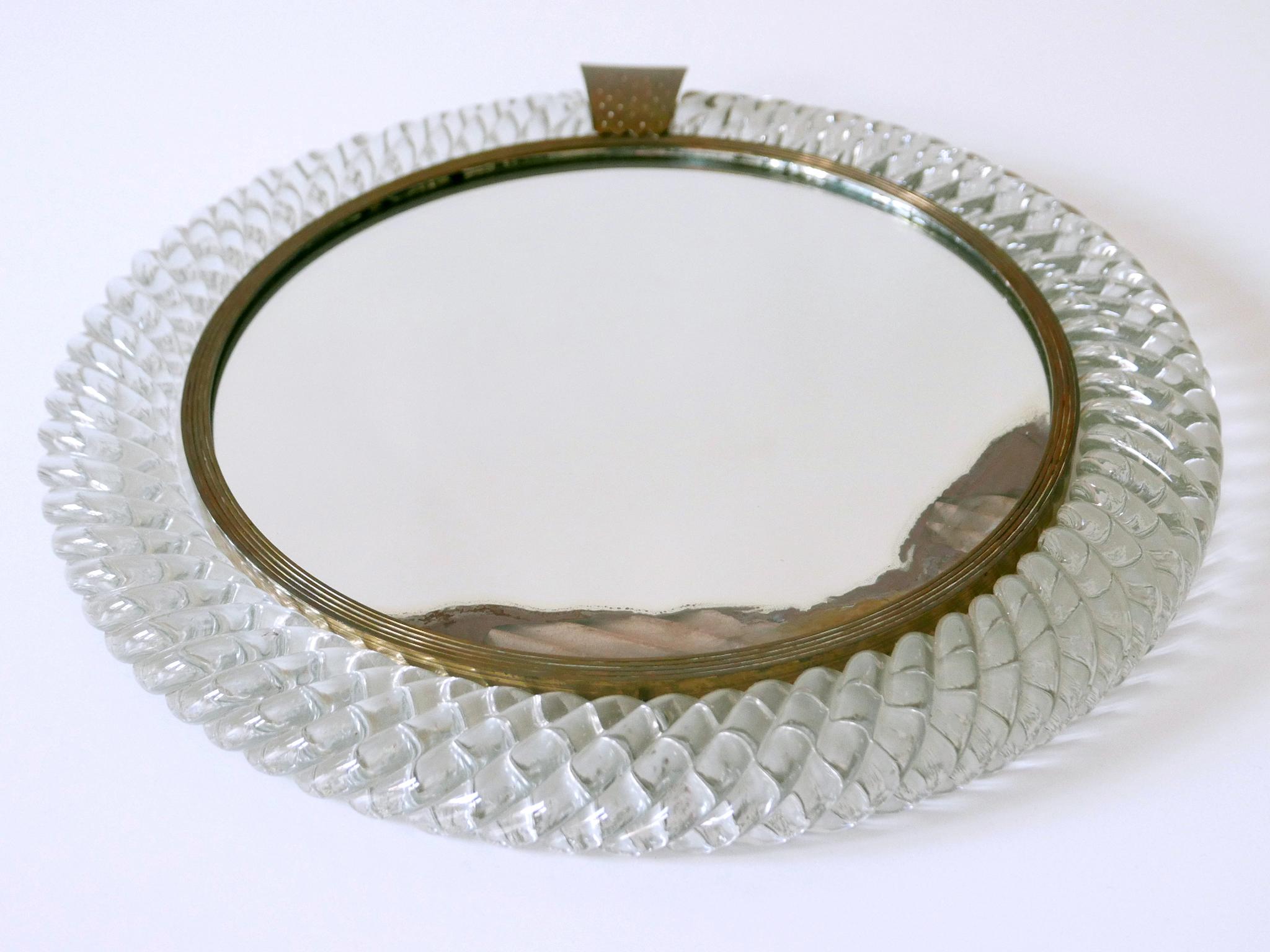Mid-20th Century Elegant Murano Glass Treccia Wall Mirror by Carlo Scarpa for Venini Italy 1950s For Sale