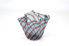 Mid-Century Modern Murano Glass Handkerchief Vase in Blue, Purple and Gold