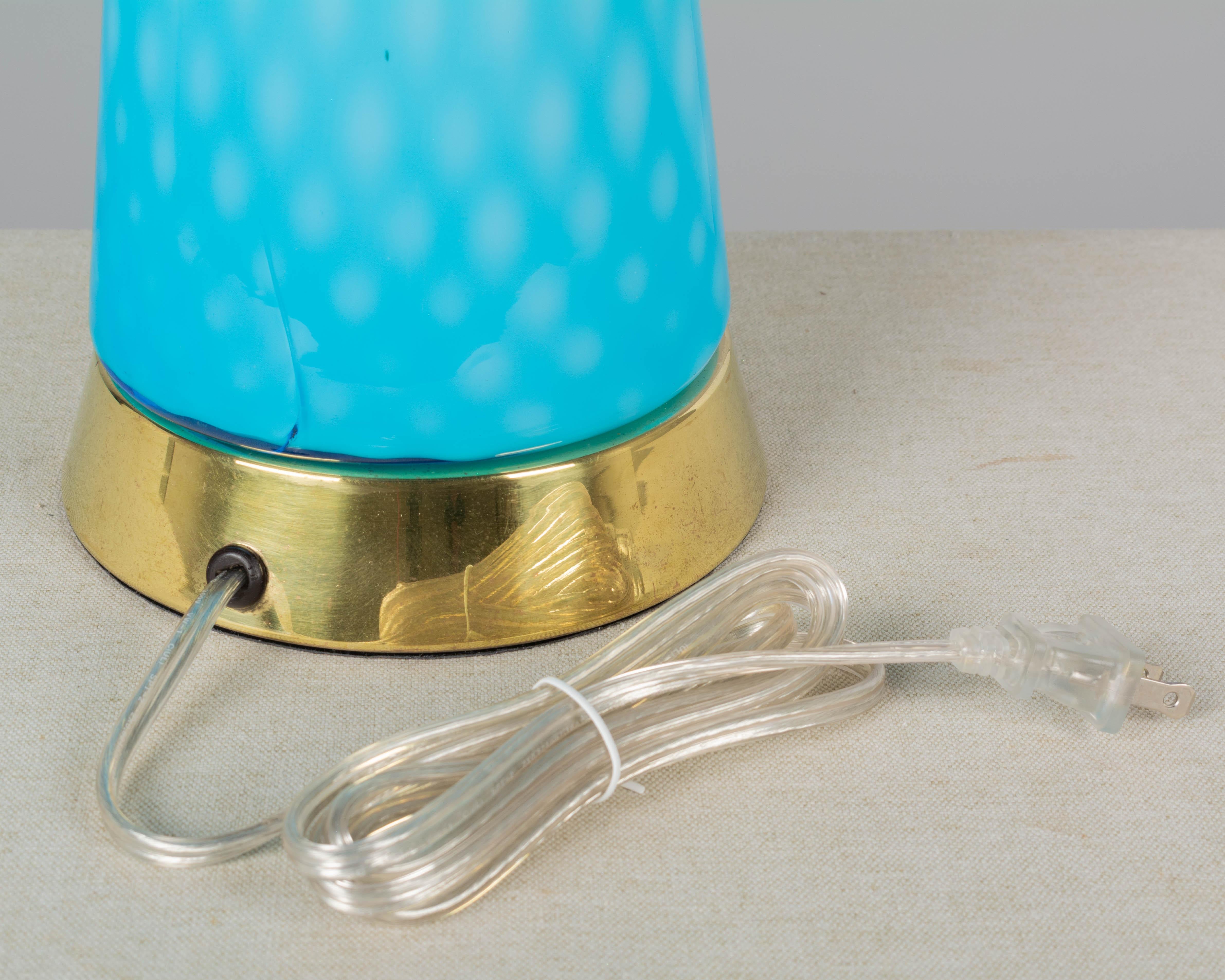 Brass Mid-Century Modern Murano Glass Lamp For Sale