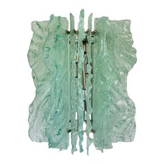 Lampadario a foglia in vetro di Murano della metà del secolo scorso, color acqua, Israel, 1970 ca.