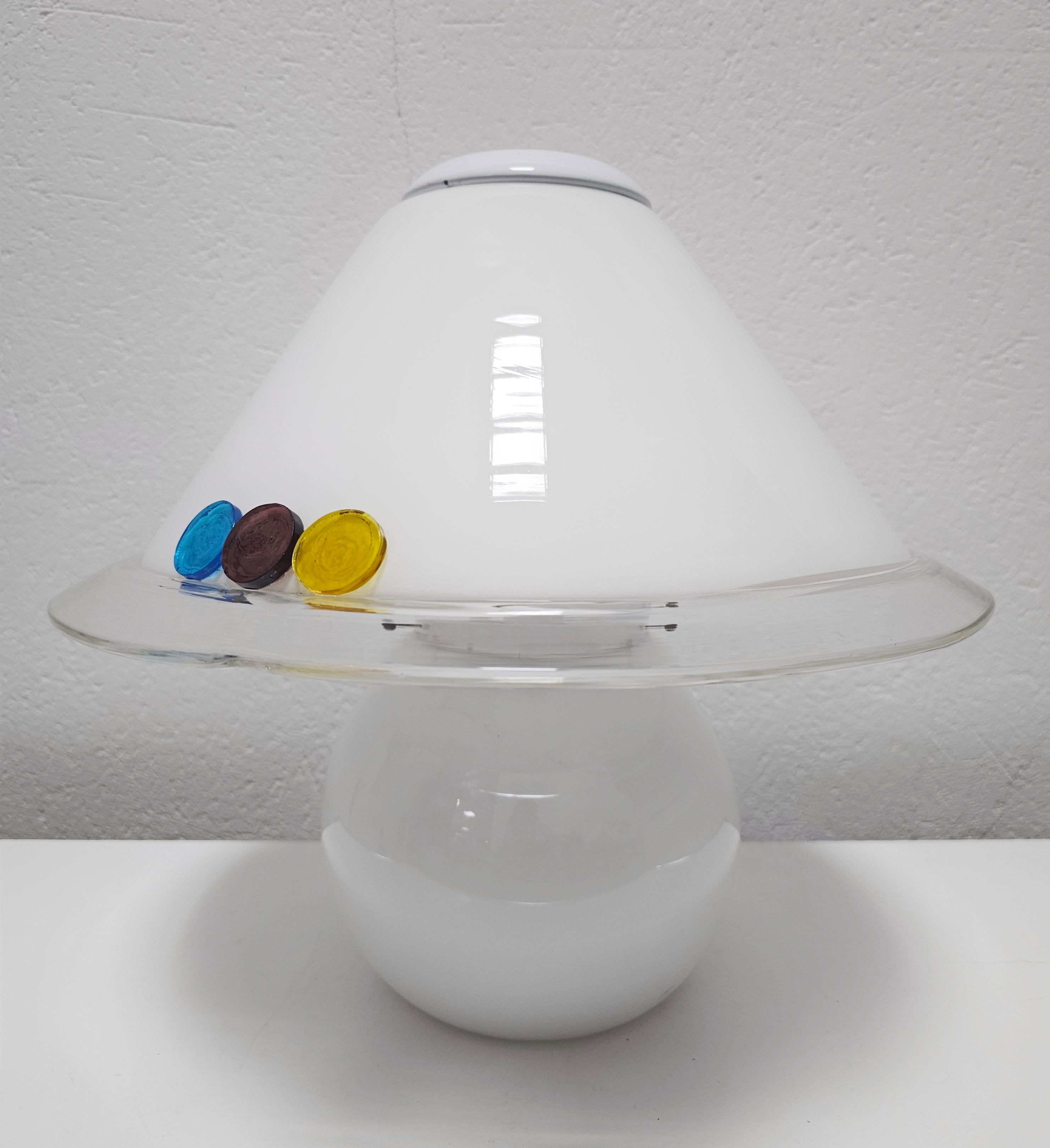 Mid-Century Modern Lampe de table en verre de Murano en forme de champignon, Italie 1970 en vente