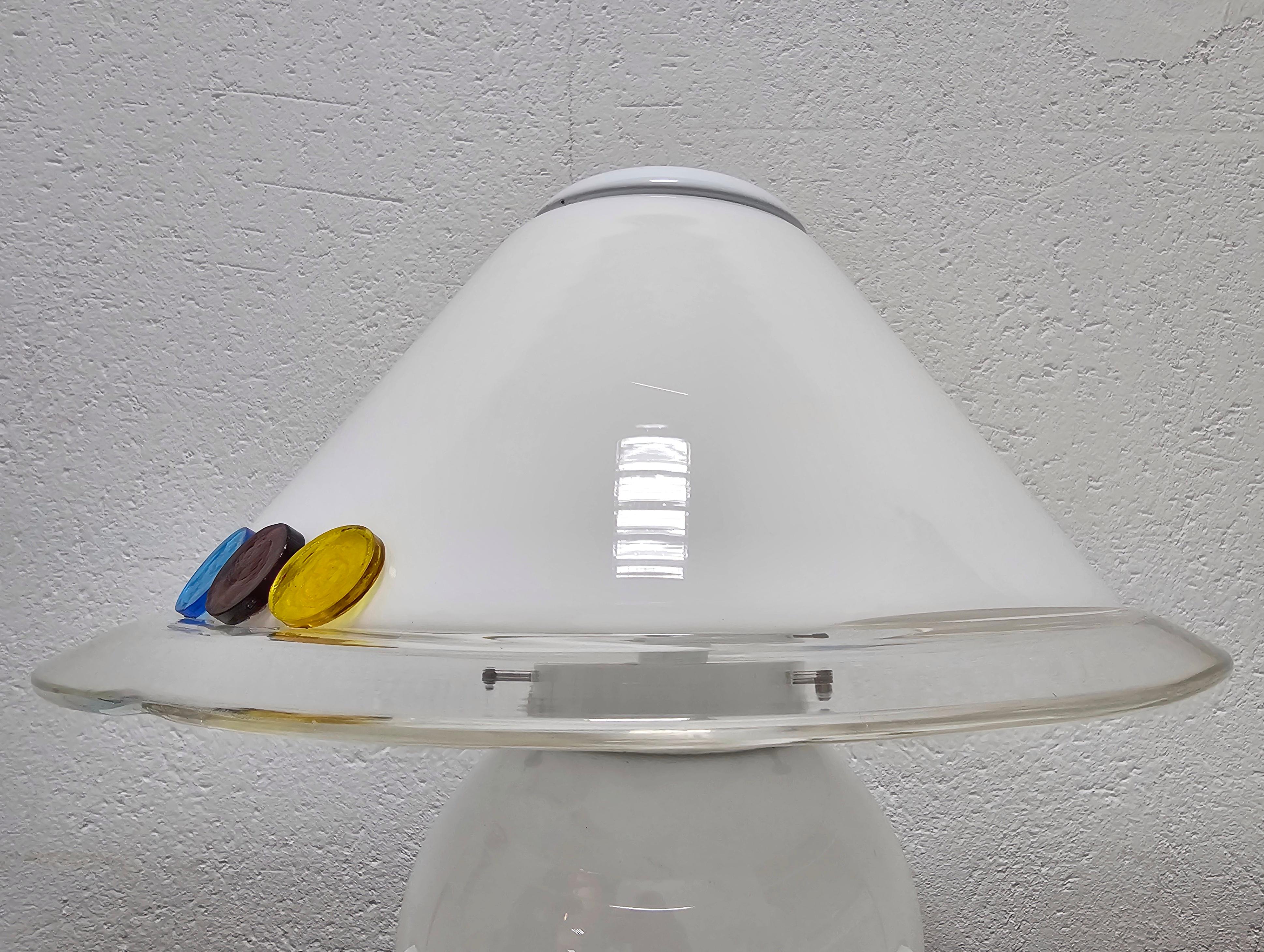 Late 20th Century Mid Century Modern Murano Glass Mushroom shaped table lamp, Italy 1970s For Sale