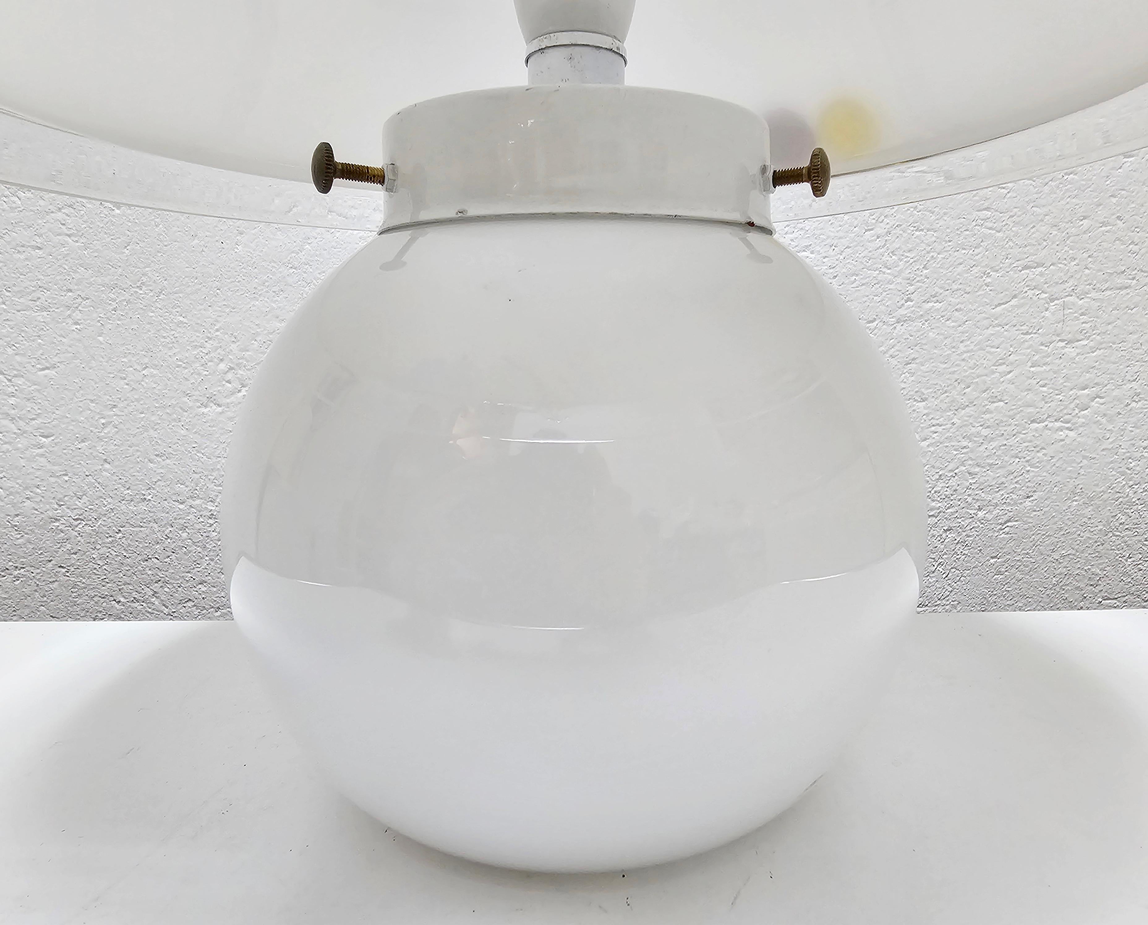 Steel Mid Century Modern Murano Glass Mushroom shaped table lamp, Italy 1970s For Sale