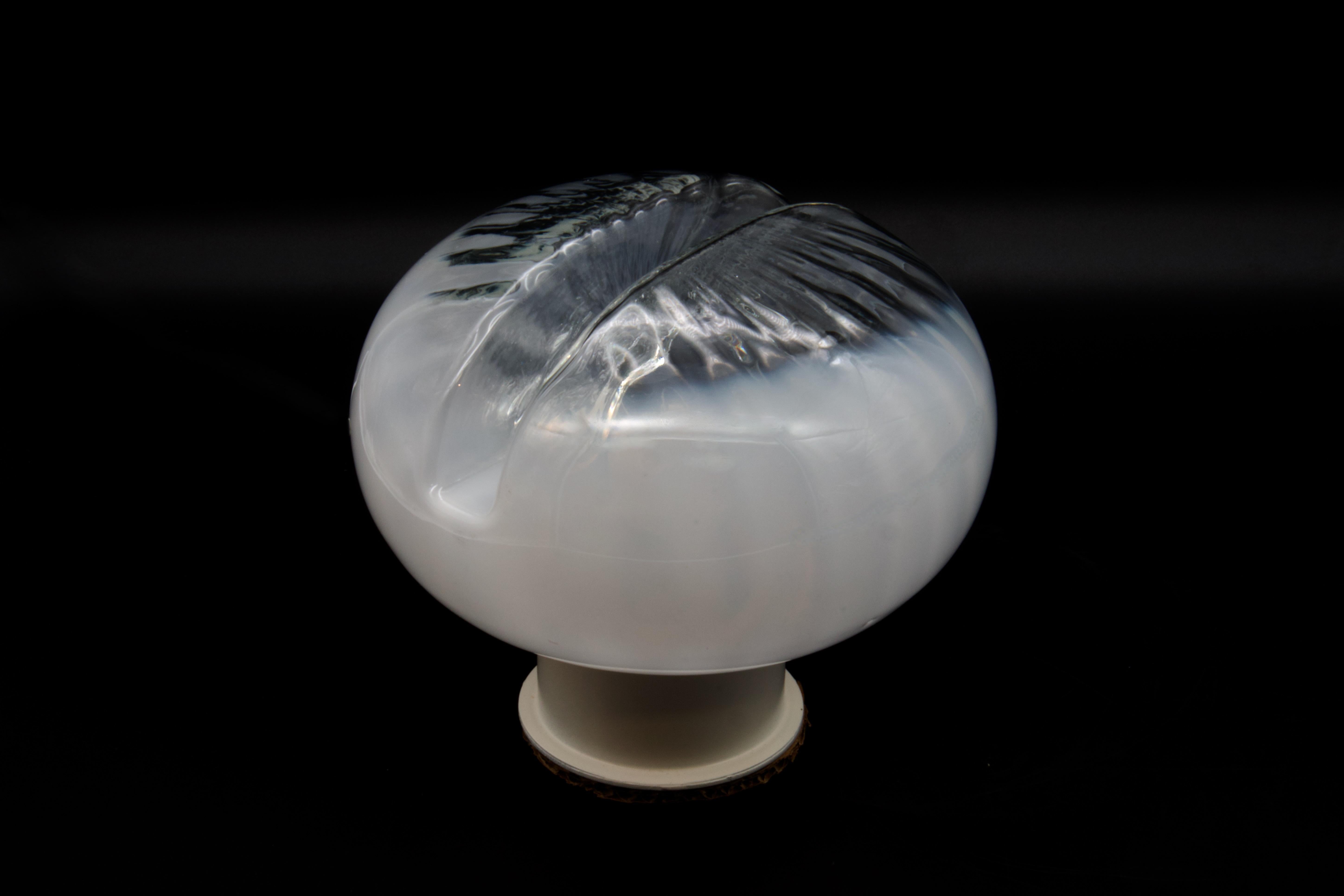 Hand-Crafted Mid Century Modern Murano Glass Mushroom Table Lamp, Mazzega Italy 1970s For Sale