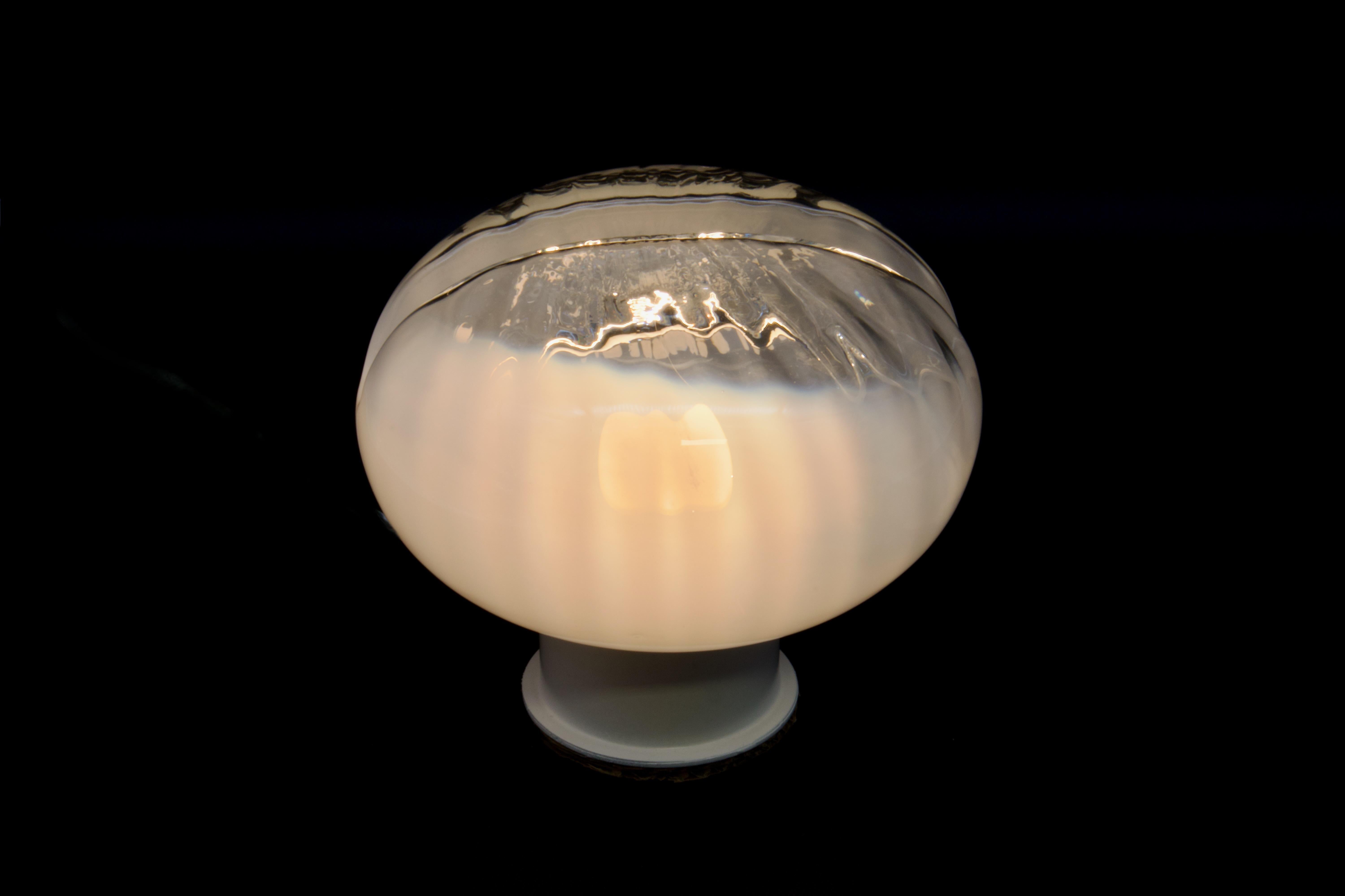 Mid Century Modern Murano Glass Mushroom Table Lamp, Mazzega Italy 1970s For Sale 1