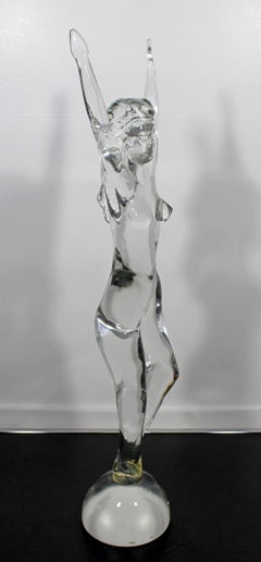 Mid-Century Modern Murano Glass Nude Table Sculpture Italy Signed Mazzega, 1970s