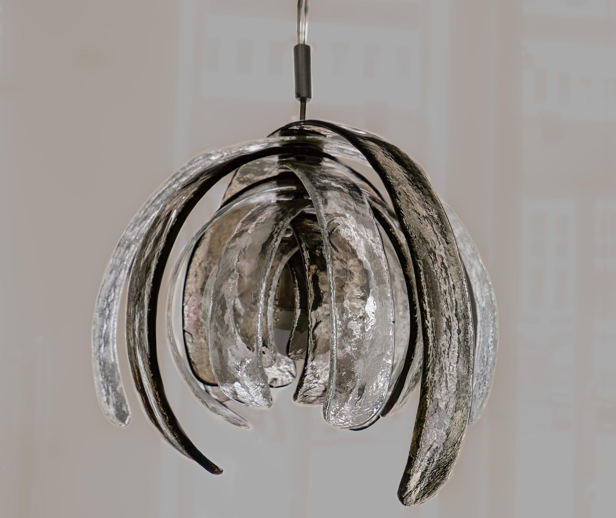 Mid-Century Modern Murano Glass Pendant Lamp Artichoke by Carlo Nason, Italy 70s For Sale 12