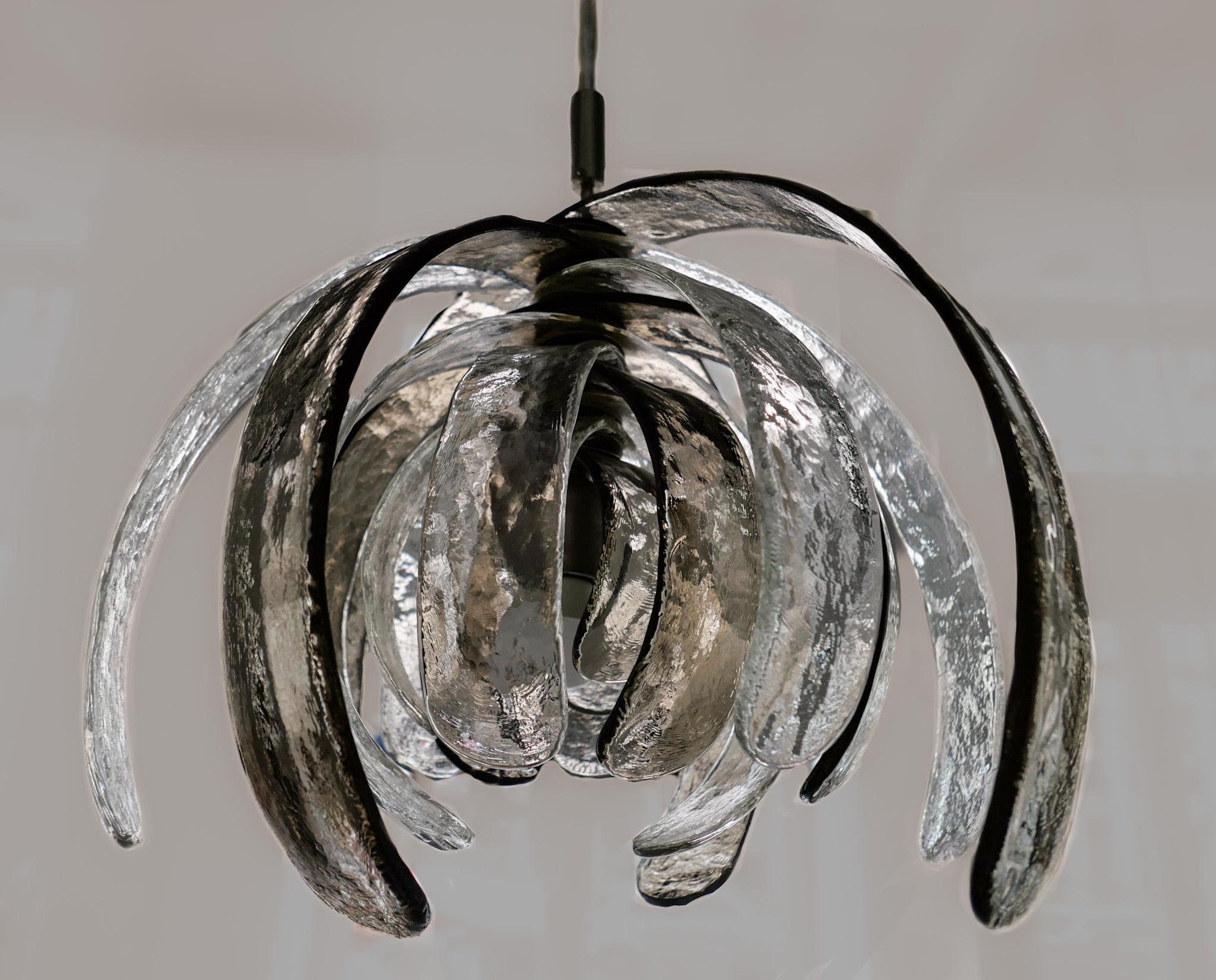 Mid-Century Modern Murano Glass Pendant Lamp Artichoke by Carlo Nason, Italy 70s For Sale 13