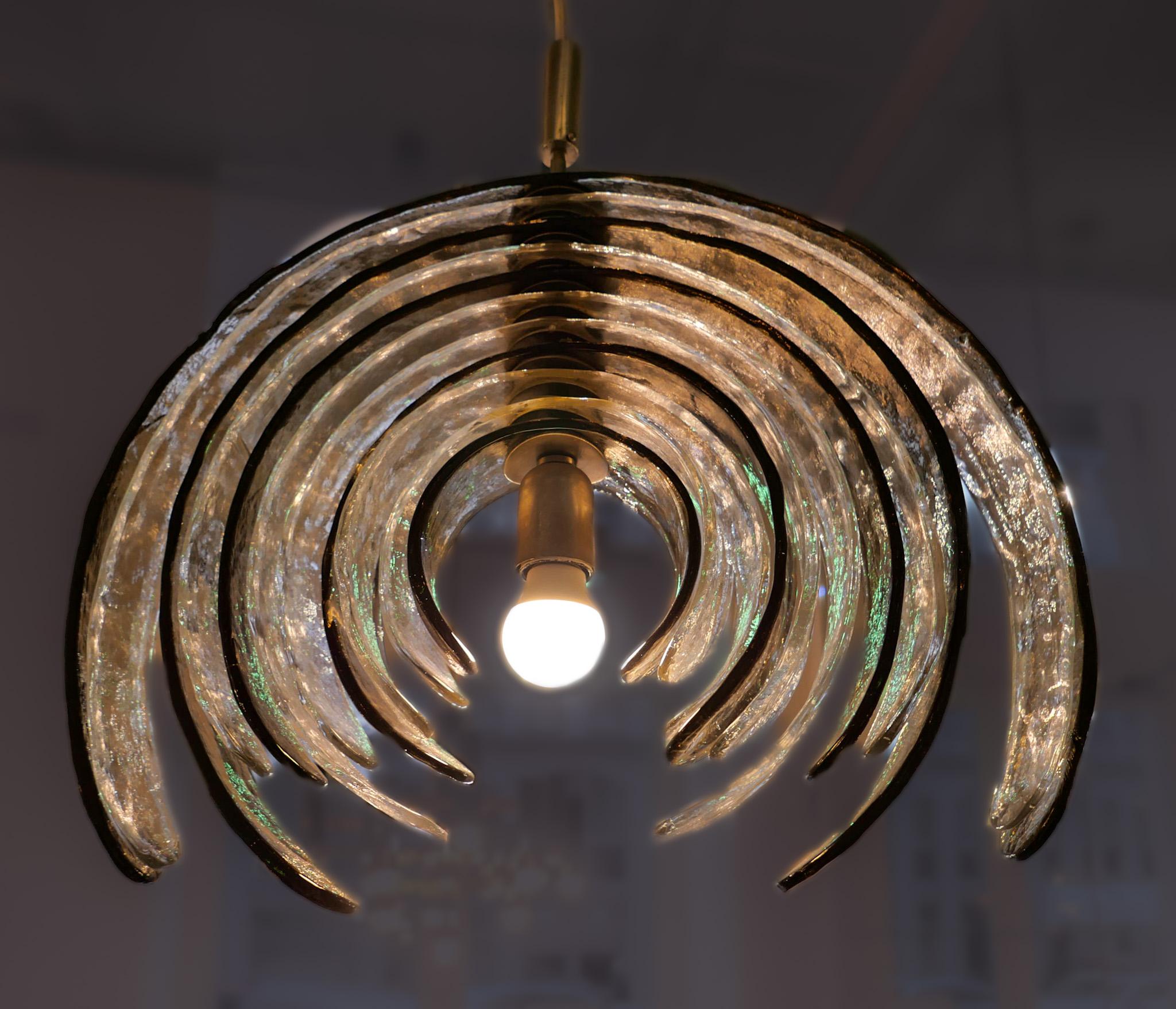 Fin du 20e siècle Lampe à suspension en verre de Murano moderne du milieu du siècle Artichoke de Carlo Nason, Italie, années 70