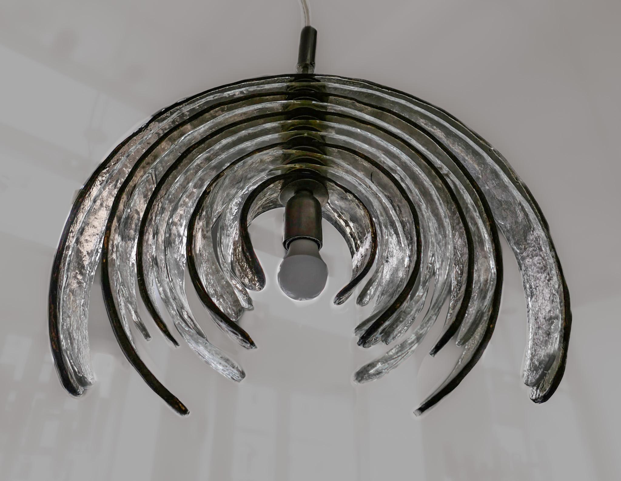 Verre Lampe à suspension en verre de Murano moderne du milieu du siècle Artichoke de Carlo Nason, Italie, années 70