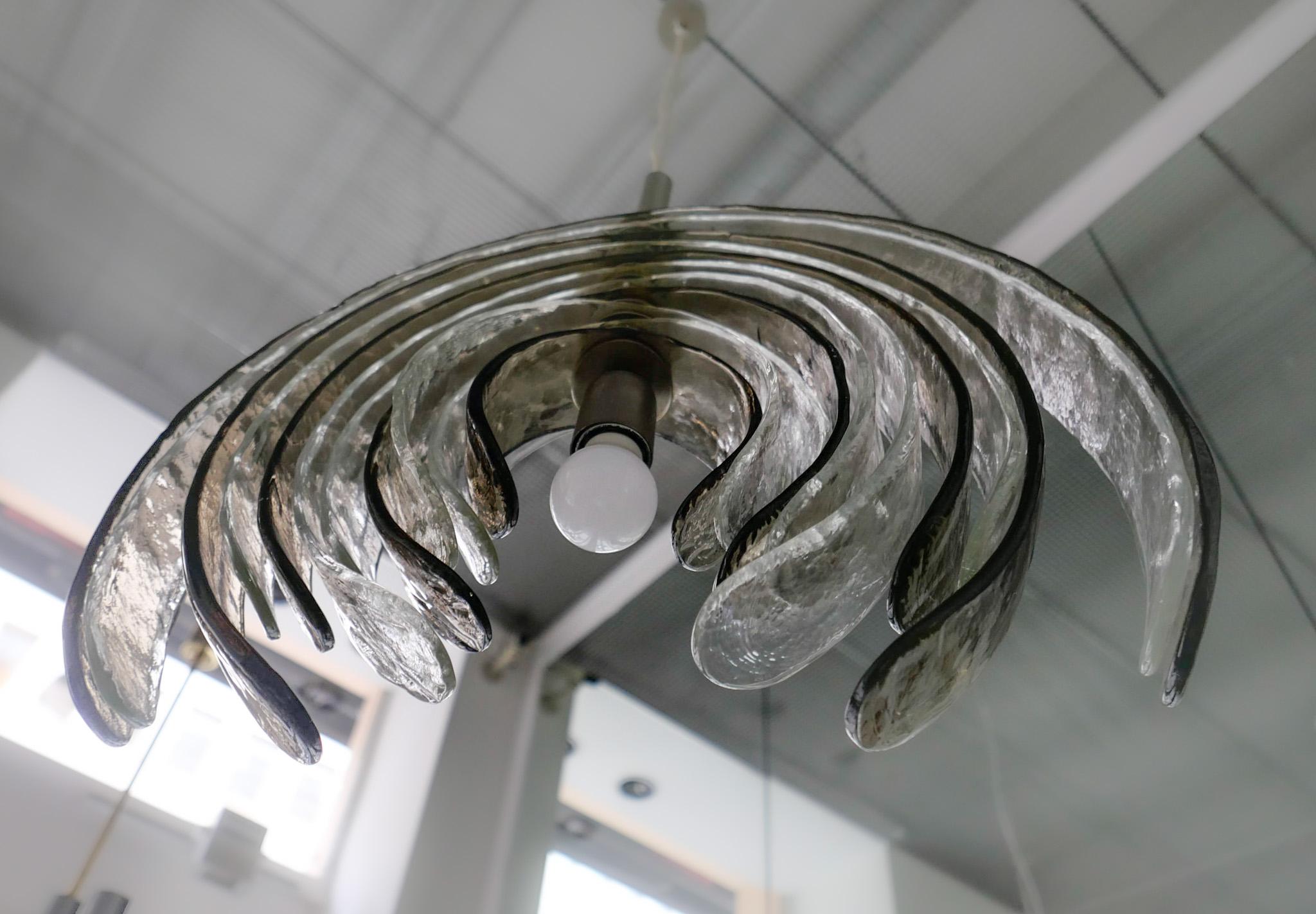 Lampe à suspension en verre de Murano moderne du milieu du siècle Artichoke de Carlo Nason, Italie, années 70 1