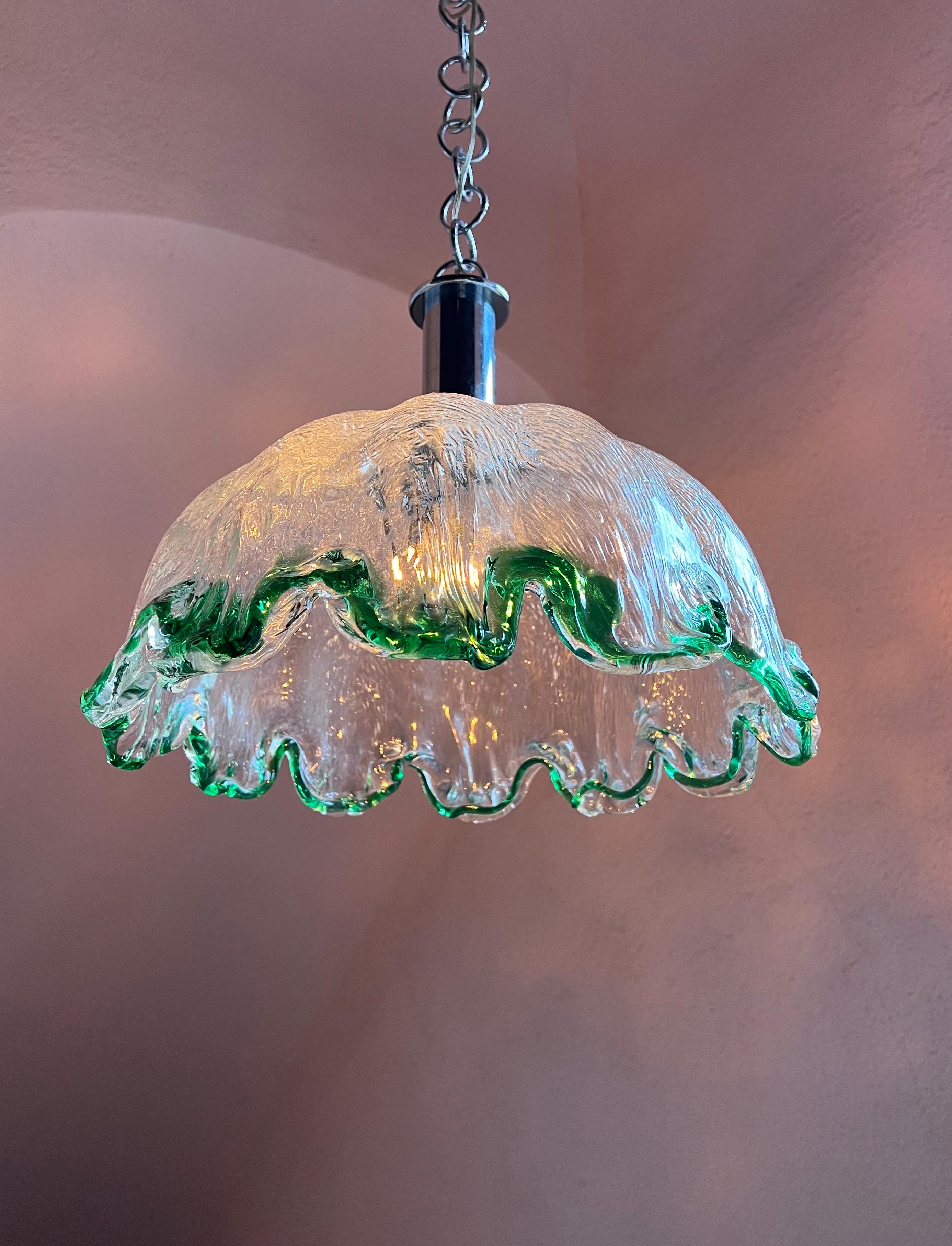 Mid century modern Murano glass pendant light 1970s Italy For Sale 3