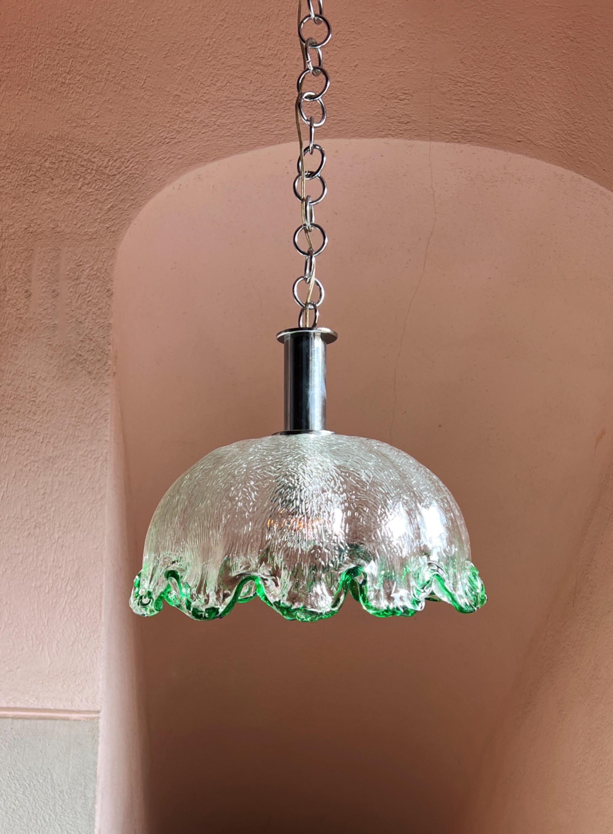 Mid century modern Murano glass pendant light 1970s Italy For Sale 5