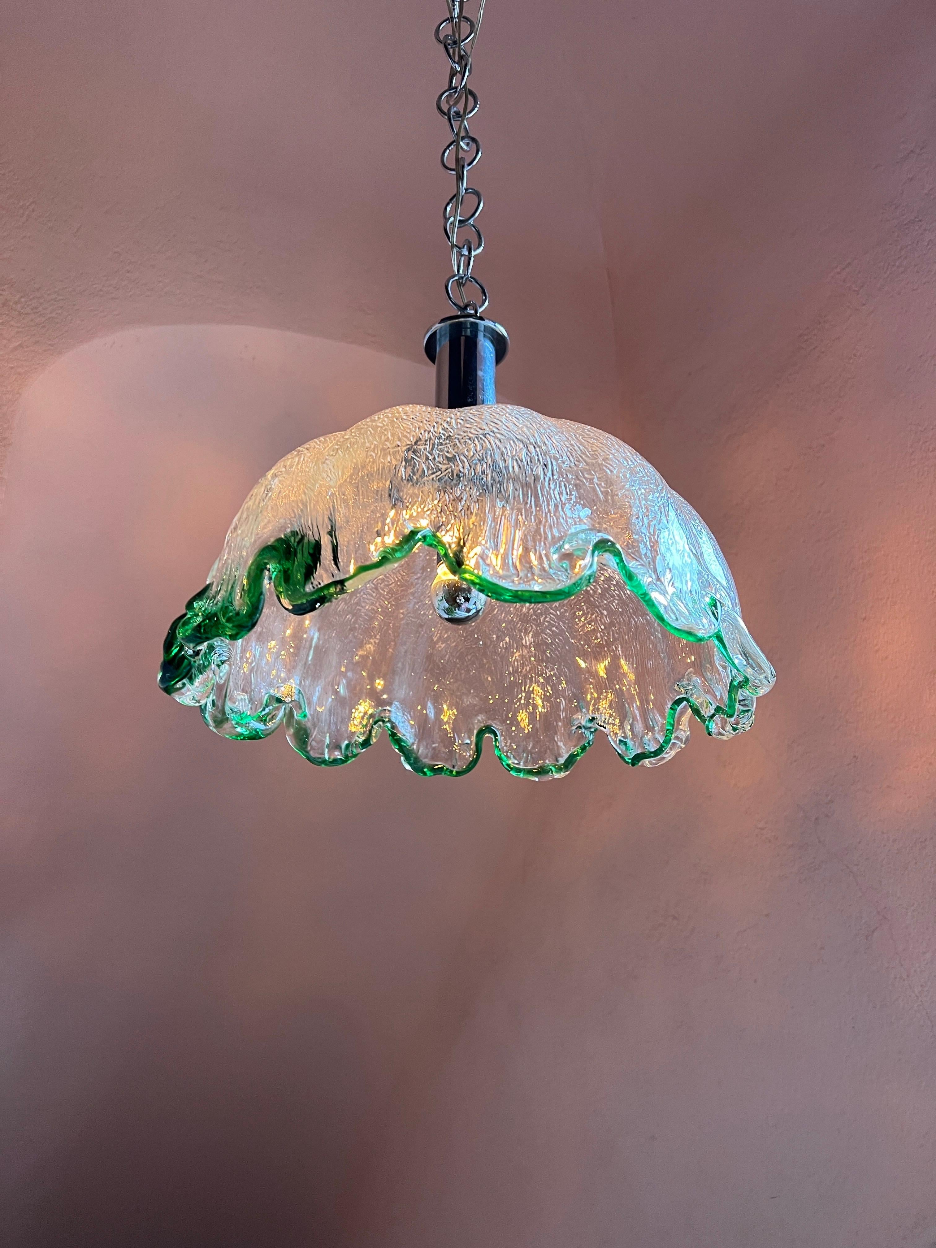 Mid century modern Murano glass pendant light 1970s Italy For Sale 6