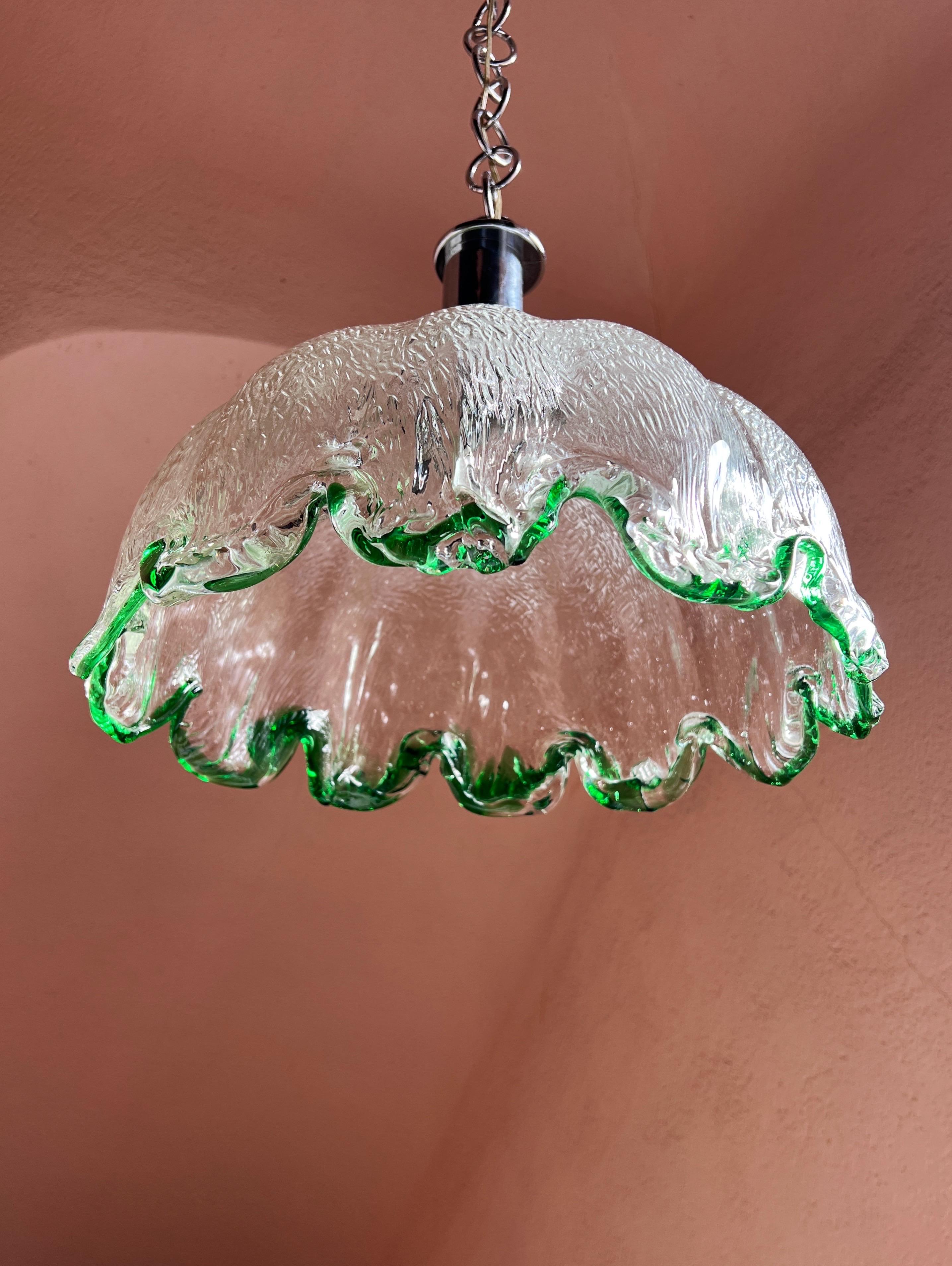 Mid-Century Modern Mid century modern Murano glass pendant light 1970s Italy For Sale